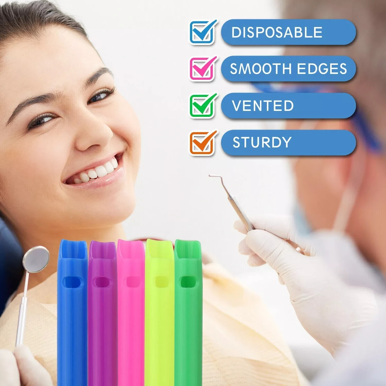 100x Dental Suction Vented HVE Tips Evacuation Tips High Volume Suction Colorful