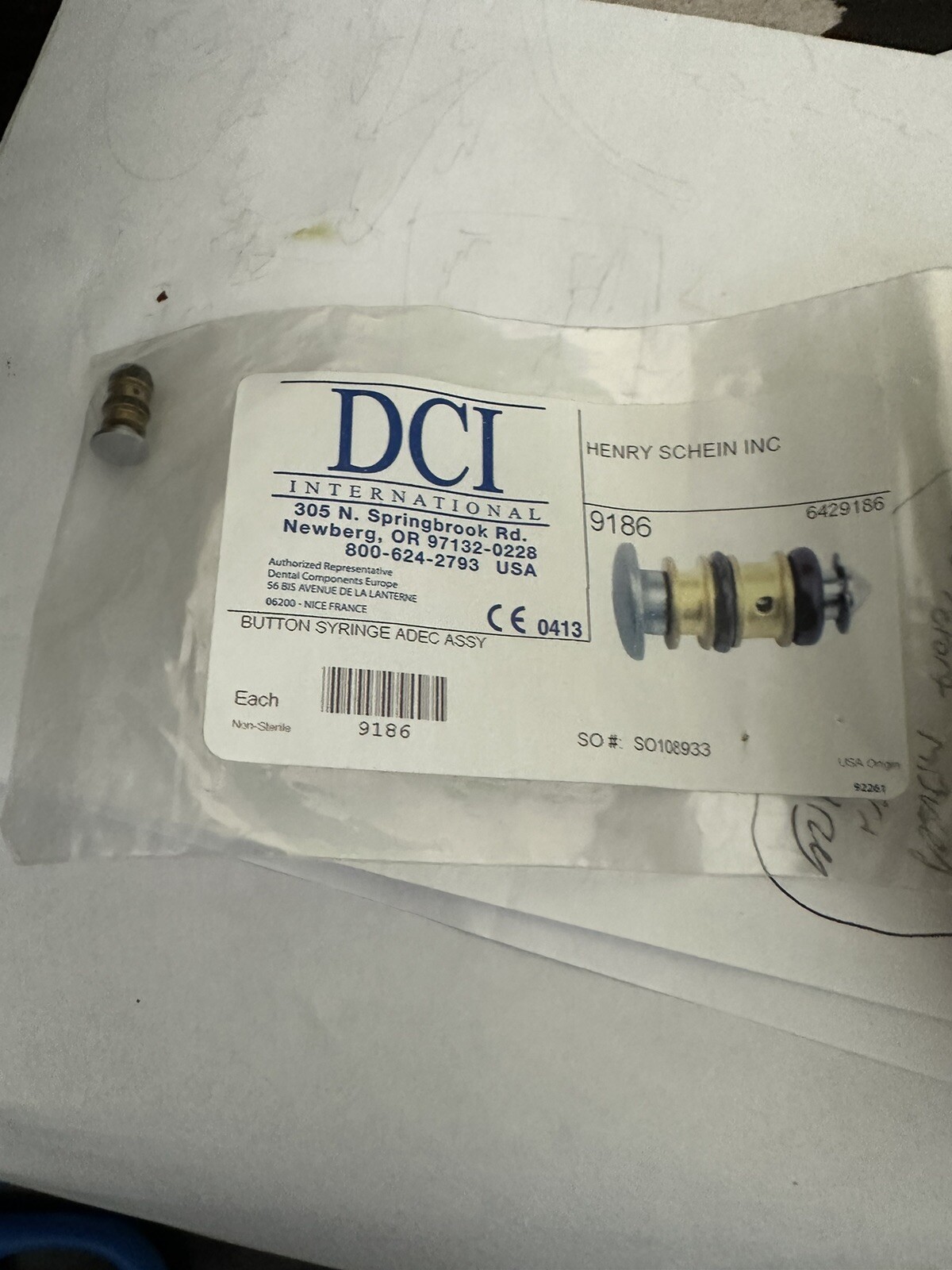 Henry Schein Button Syringe Adec Assy DCI International