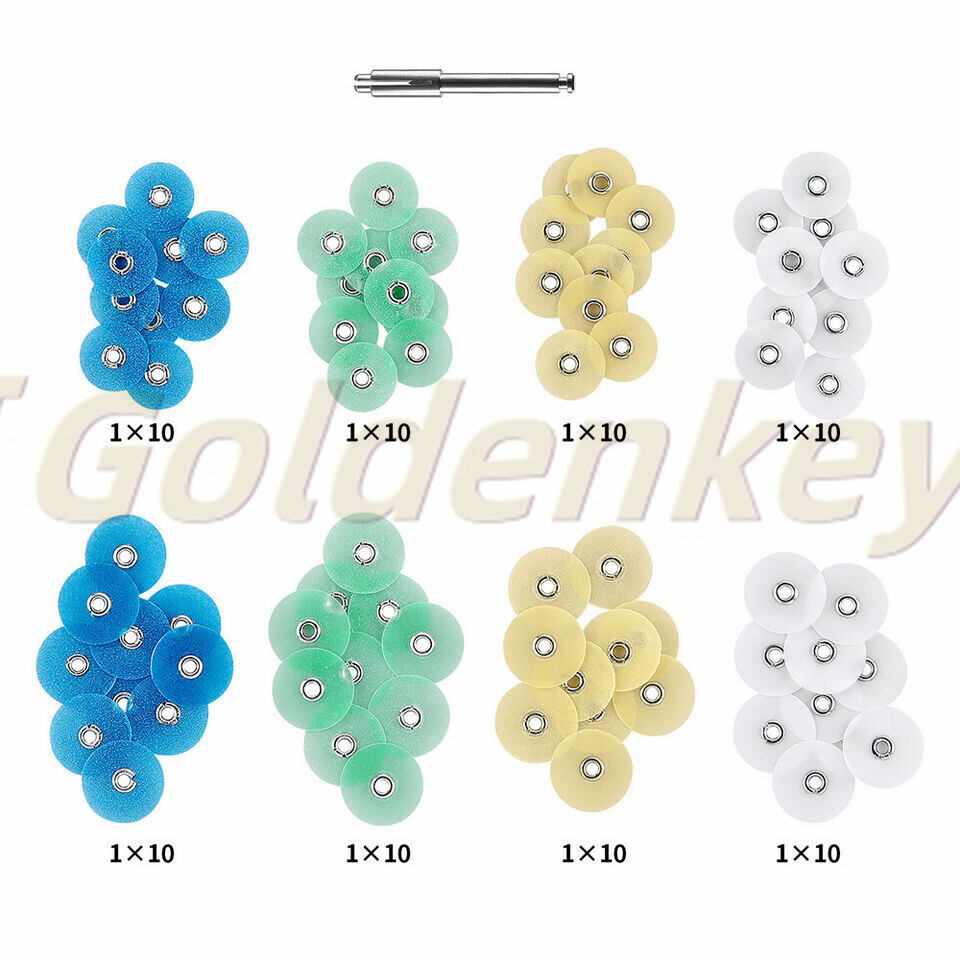 80Pcs Dental Composite Finishing Polishing Discs 12/14mm assorted kit + Mandrel