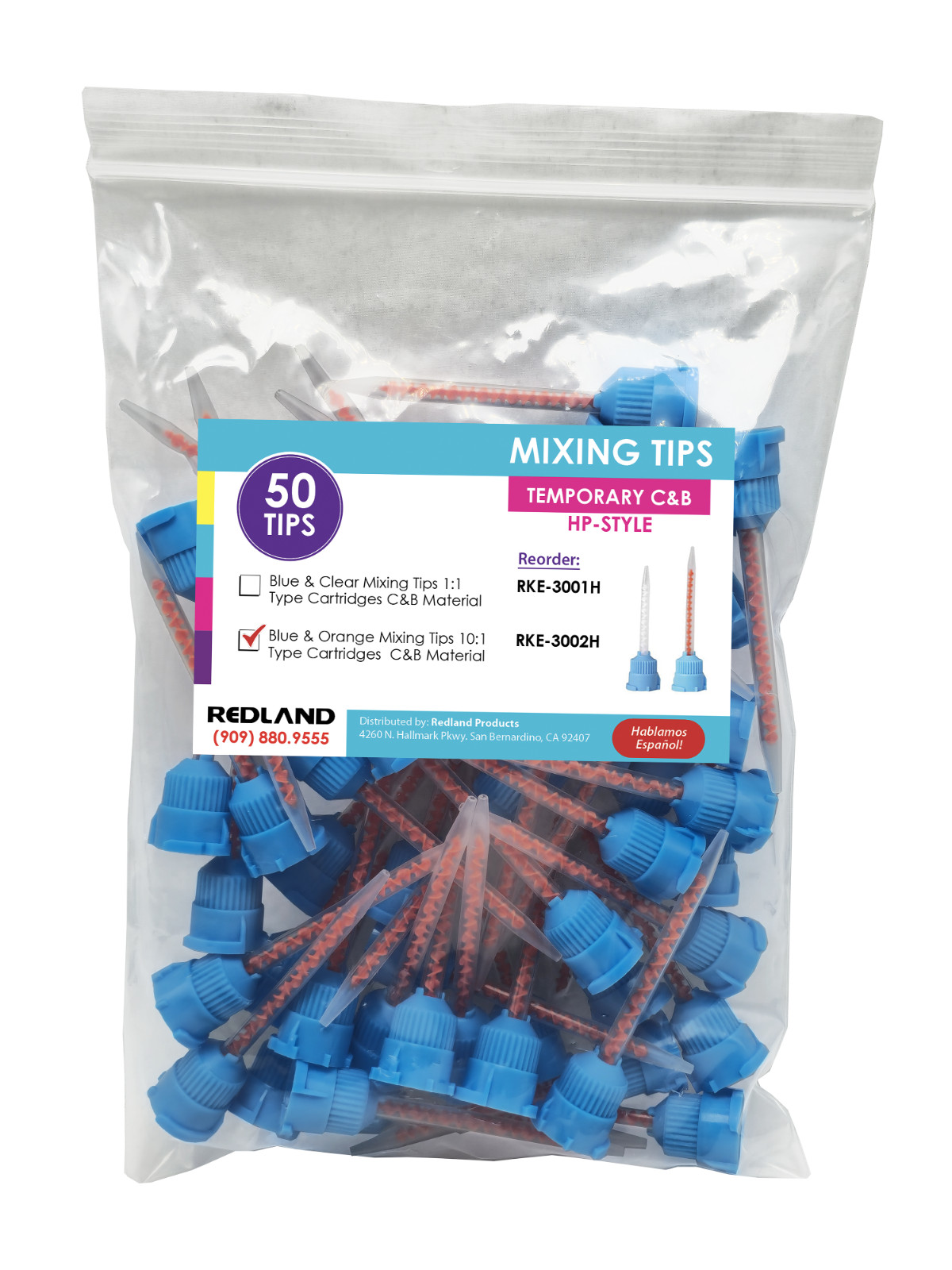 REDLAND HP Crown and Bridge 10:1 Blue/Orange Fine Mixing Tips (50 PK)