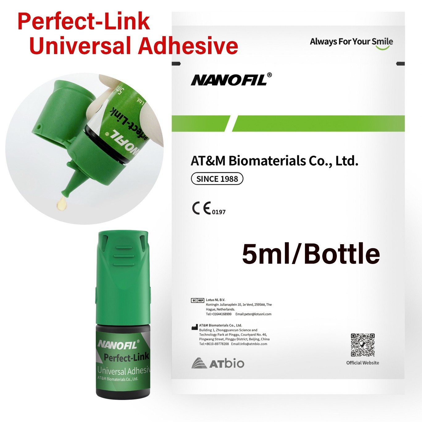 5ml/Bottle Light-cured Dental Adhesive Perfect-Link Universal NANOFIL 8th Gen