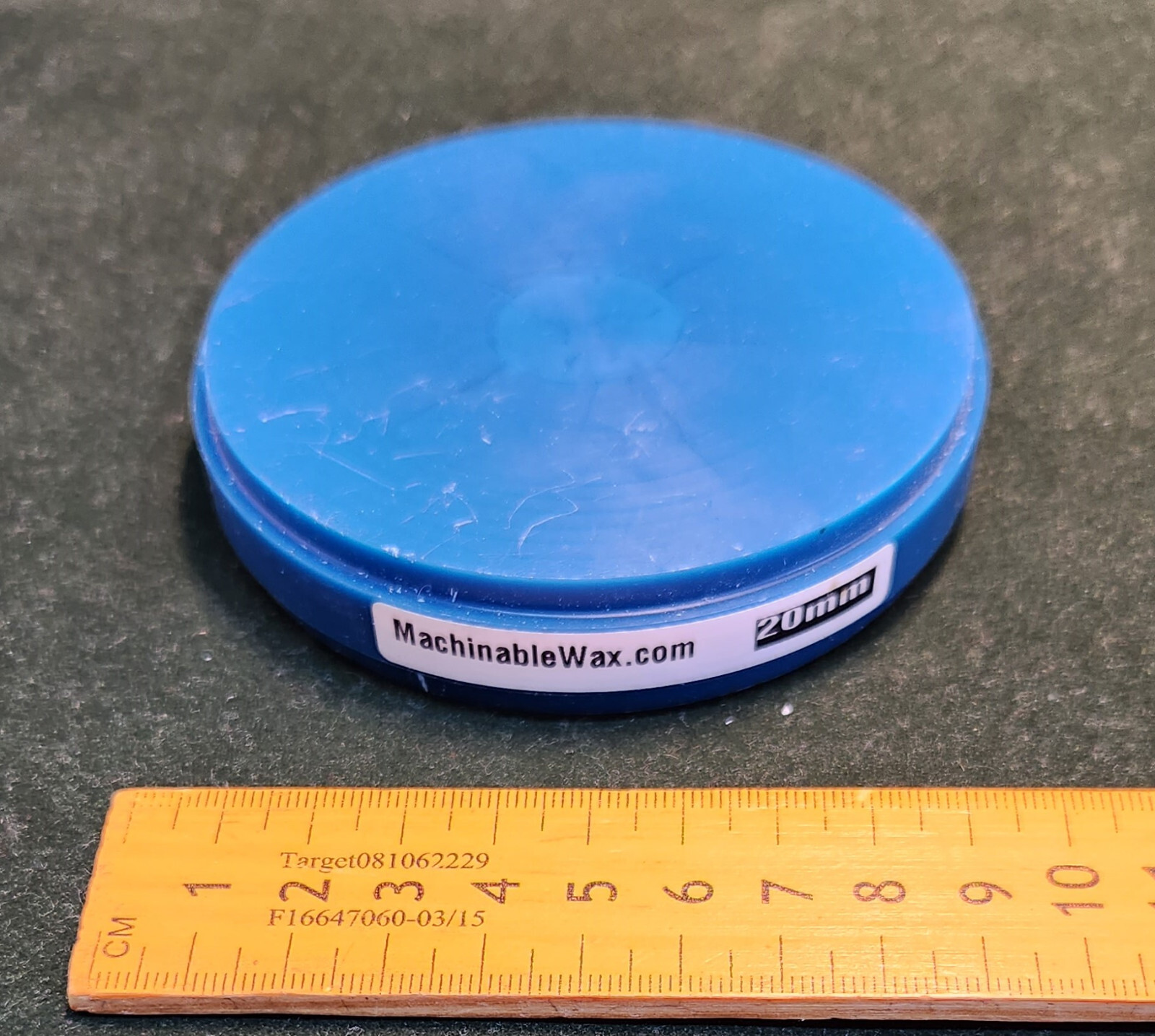 DENTAL LAB WAX BLANK DISK CAD/CAM APPLICATION BLUE DIAMETER 98mm THICKNESS: 20mm