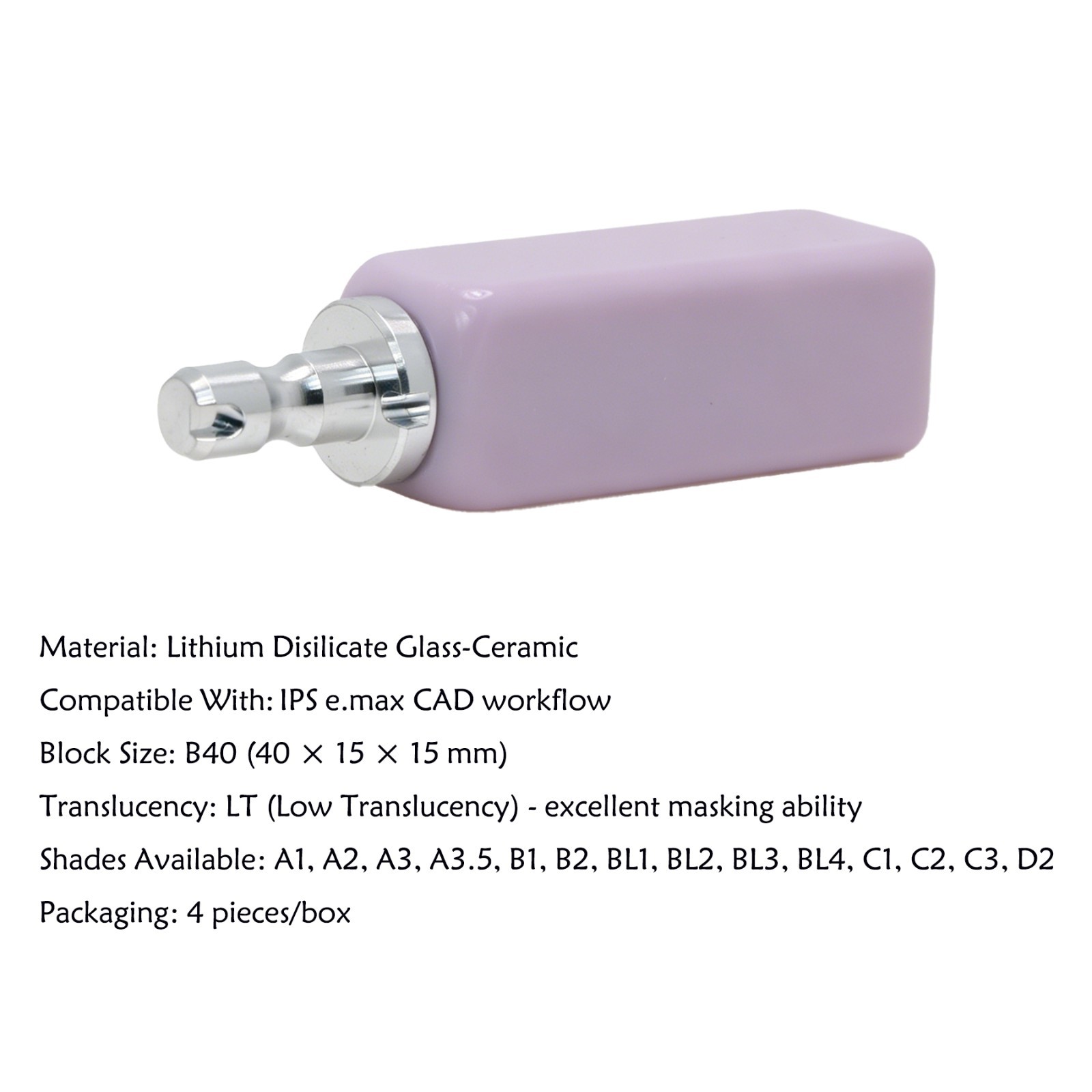 B40 Dental LT Emax Ceramic Blocks Lithium Disilicate Block CAD/CAM for CEREC