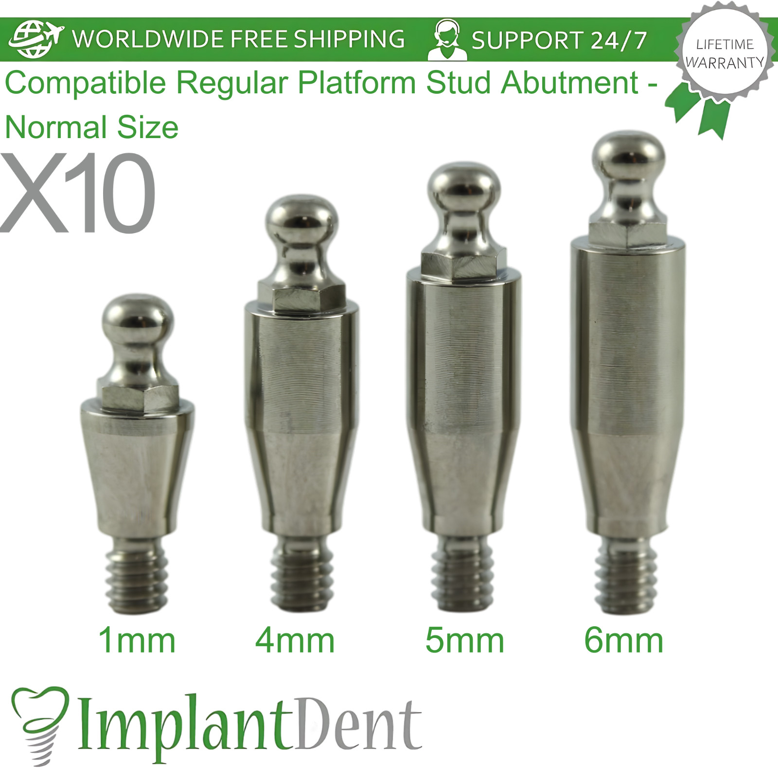 X10 0sstem®TS Compatible Regular Platform Stud Dental Prosthetic Titanium