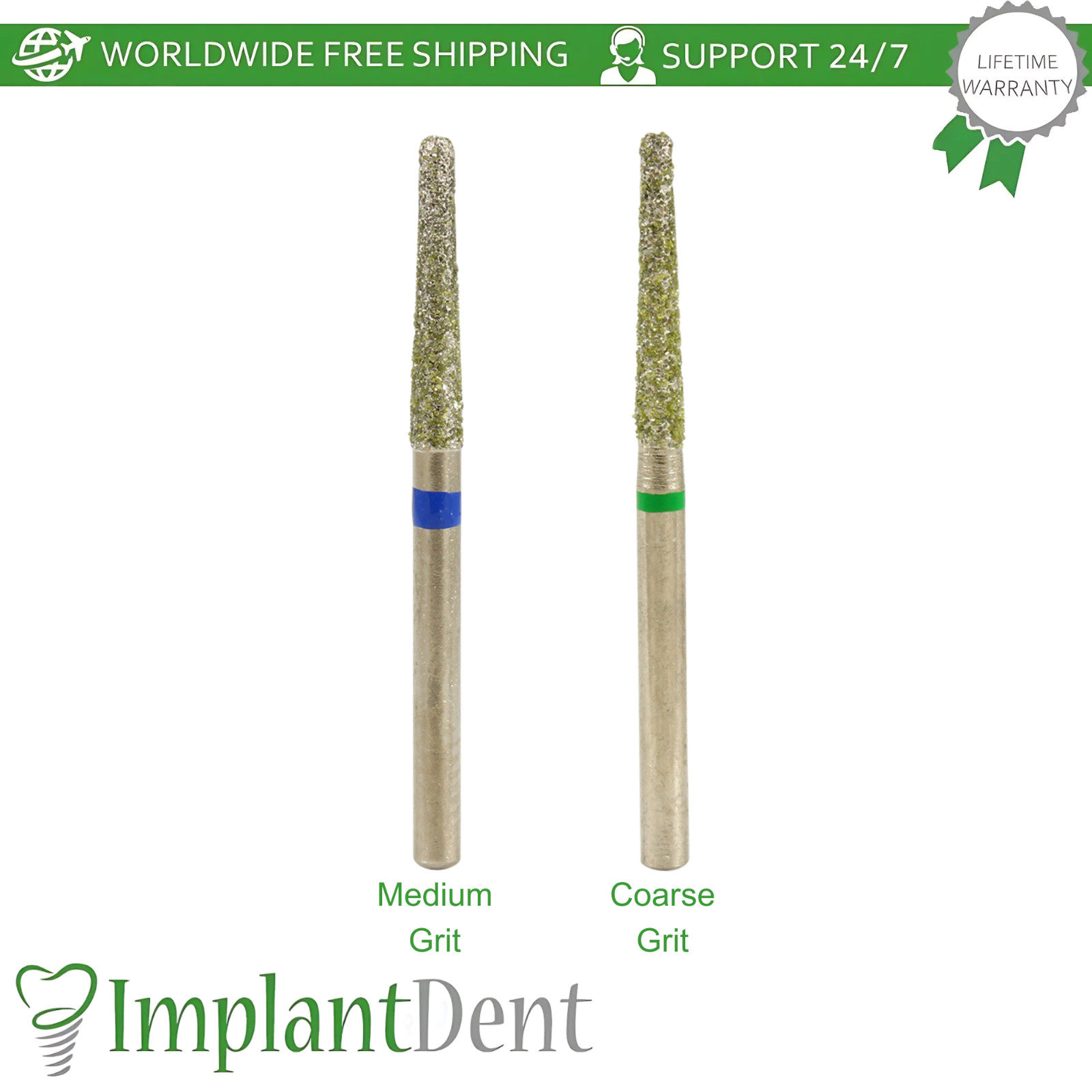 FG Diamond Burs 10pc High Speed Long Cone Domical Head Stainless Steel Handpiece