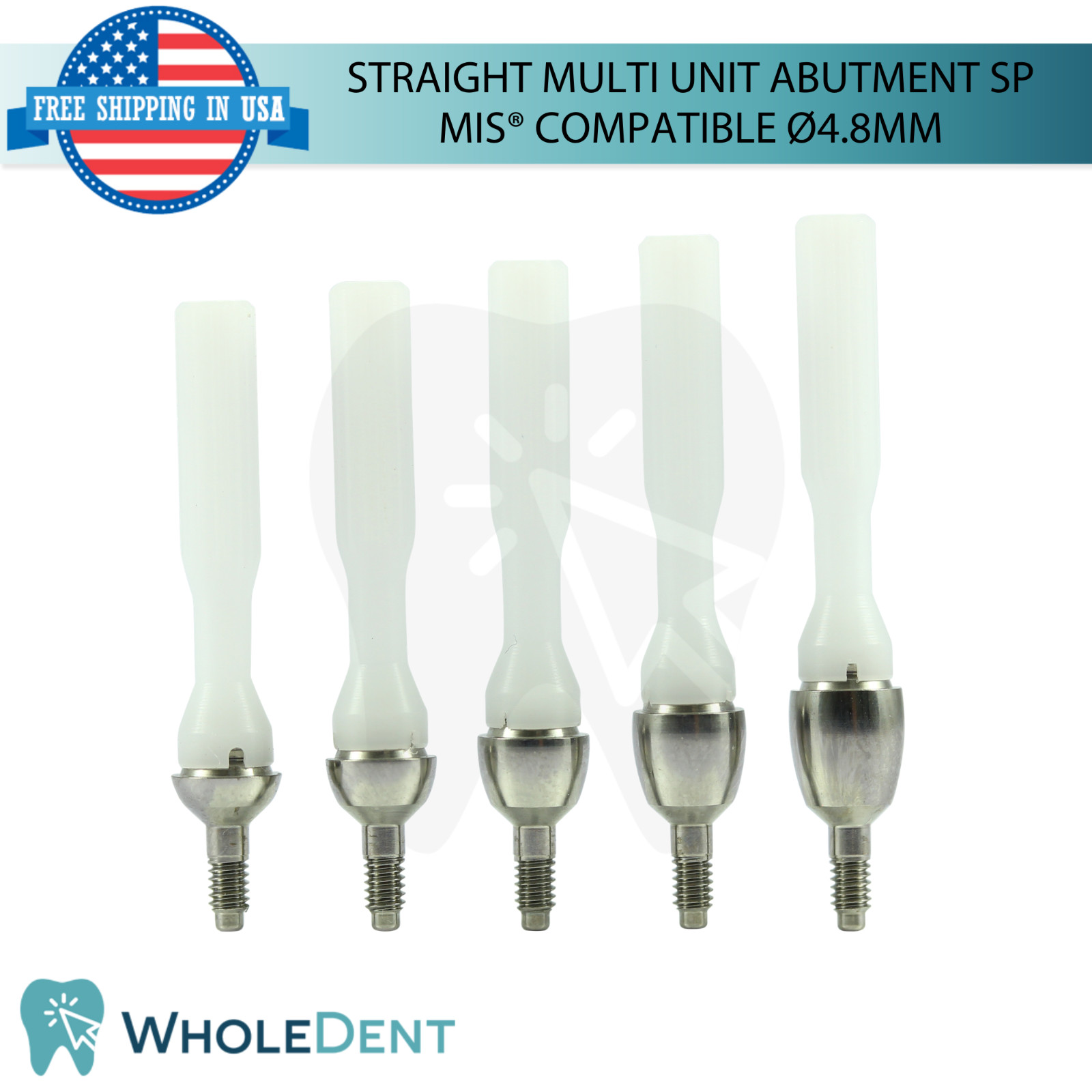 5X Straight Multi Unit Prosthetic SP Ø4.8mm Compatible with MIS® Seven Int Hex