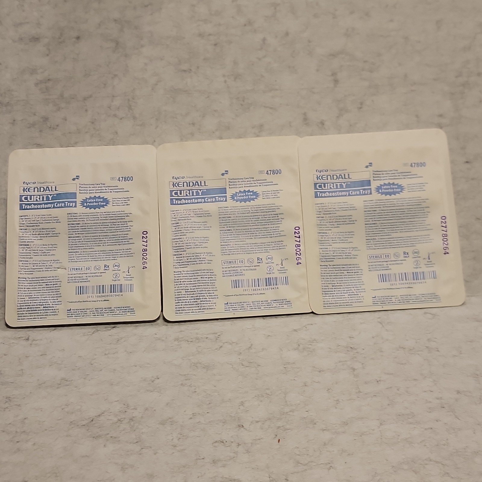 Kendall Curity Tracheostomy Care Tray 47800 Latex-Free Powder-Free Lot of 3