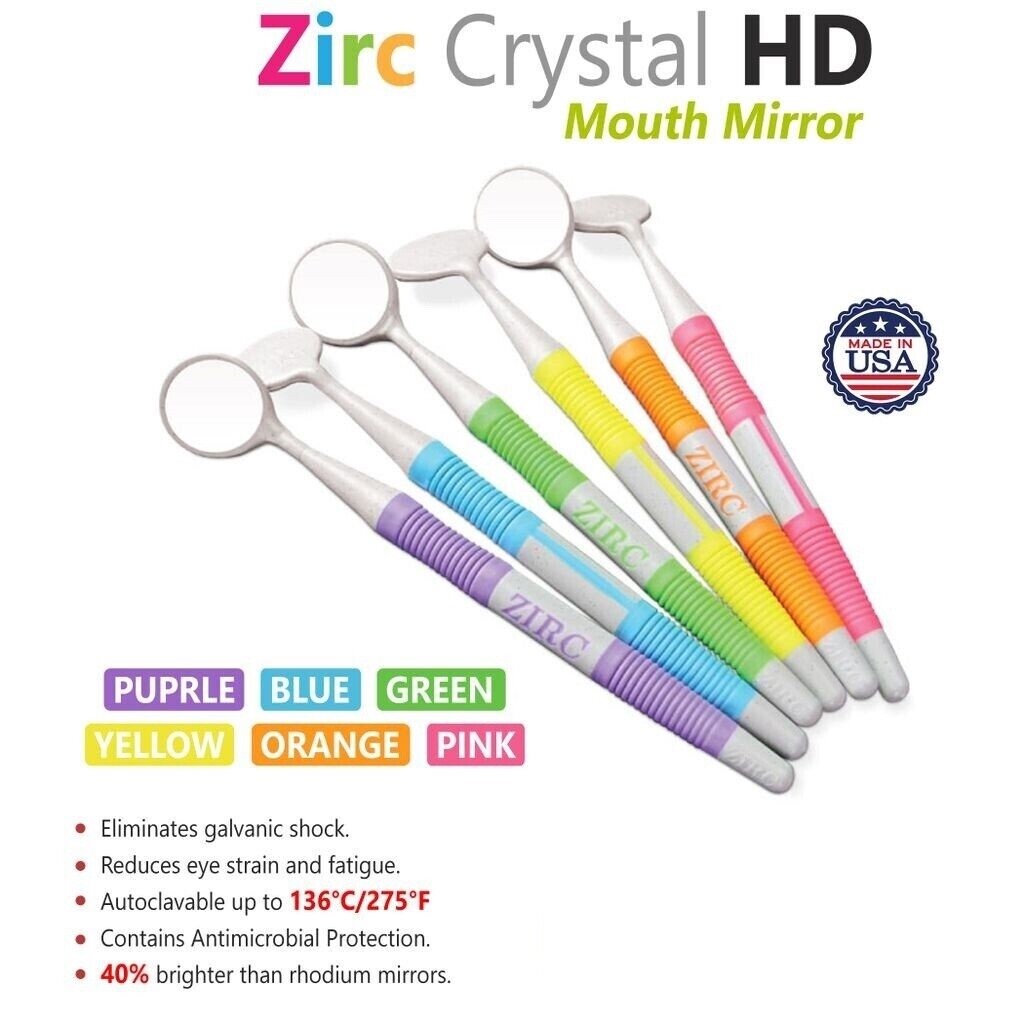 ZIRC Crystal HD Thin Grip Assorted Mouth Mirror Jewel 12pc USA Made (Free Ship)