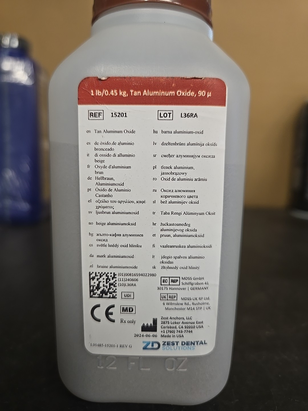 Zest Dental Solutions Tan Aluminum Oxide- 1lb Bottle- NEW