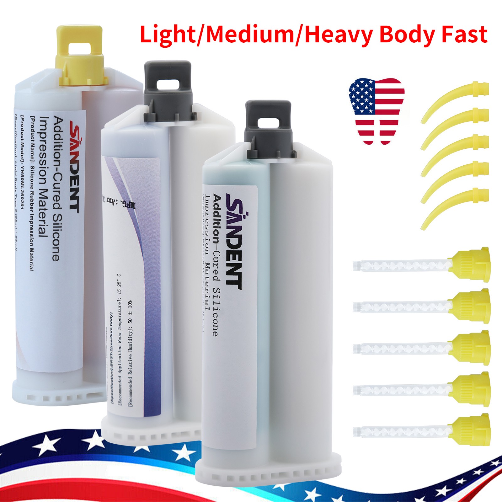 Dental VPS Impression Material Heavy/Medium/Light Body Fast Rapid Set 50ML