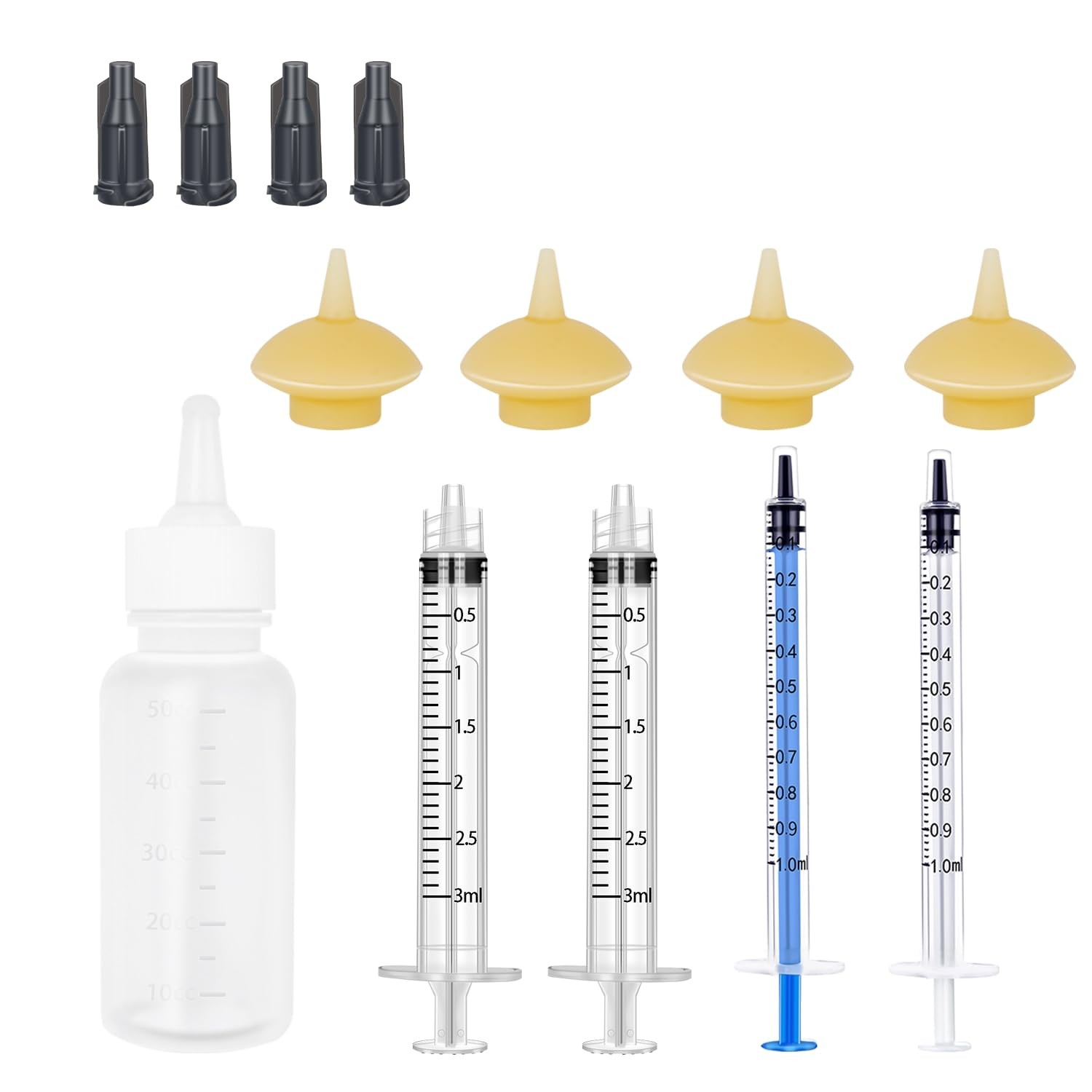 Xuanda Mini Pet Feeding Bottle and Syringes with Nipples for model4, white