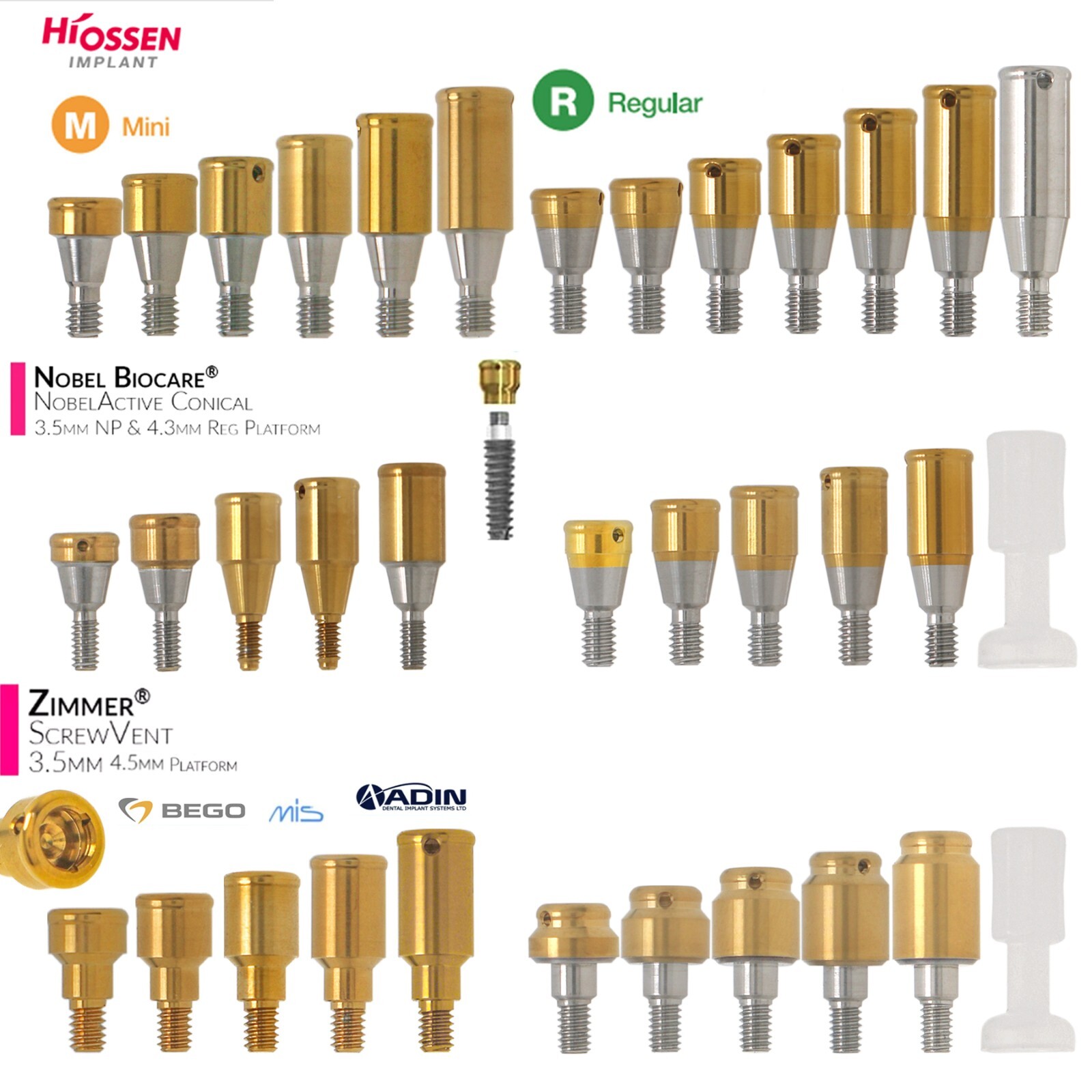 US Overdenture Locator Abutment Fits Hiossen/Nobel/Adin/Zimmer TSV/MIS Platform