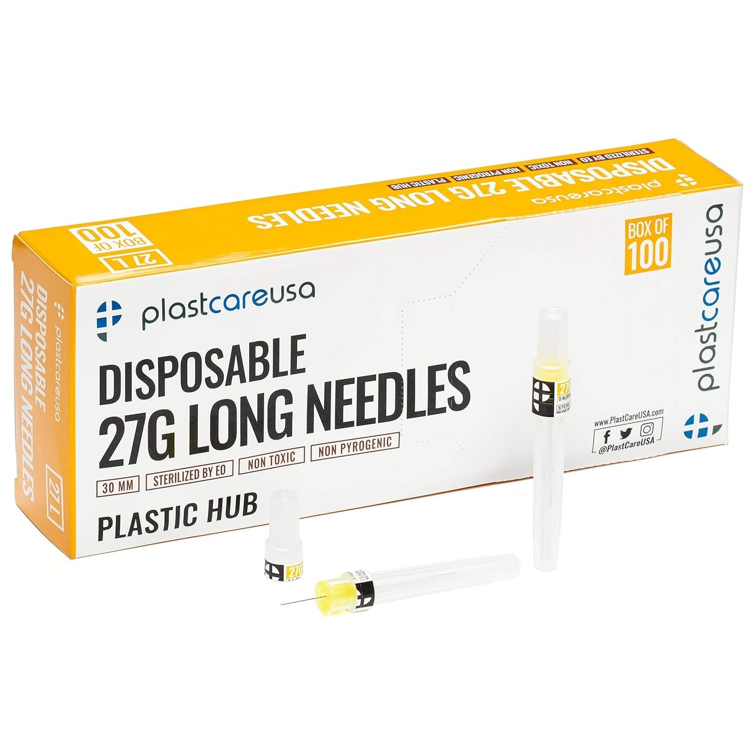 100 Disposable Dental Needles in Perforated Box 27G Short, Length 21mm
