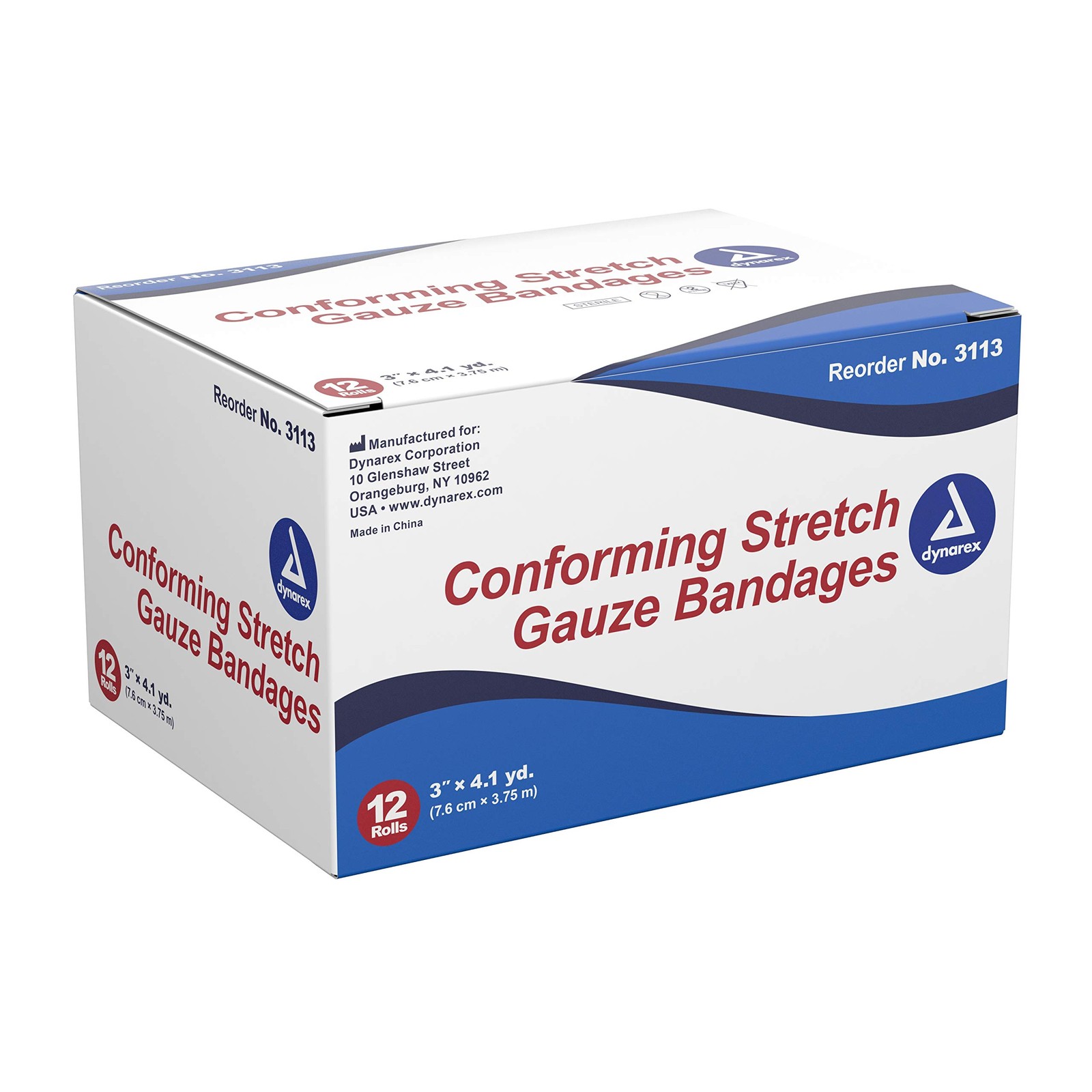 Dynarex Stretch Gauze Bandages, 3″ x 4.1 yds, Sterile & x yards, 96/cs