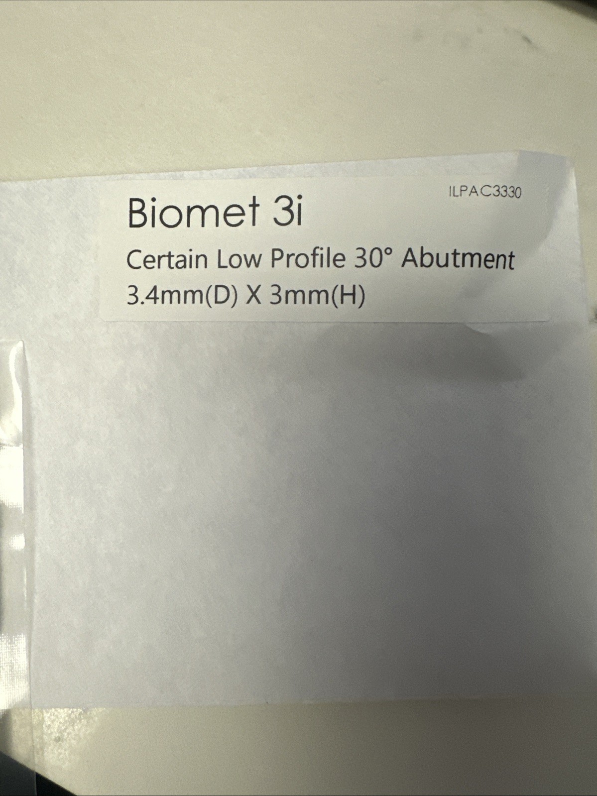 Biomet 3i Certain Low Profile 30° Abutment. 3.4 mm (D)x 3mm(H)
