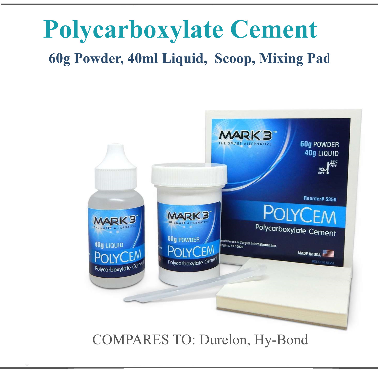 Durelon Type PolyCem Polycarboxylate 1x 60g Cement Powder & 1x 40 mL Liquid Kit