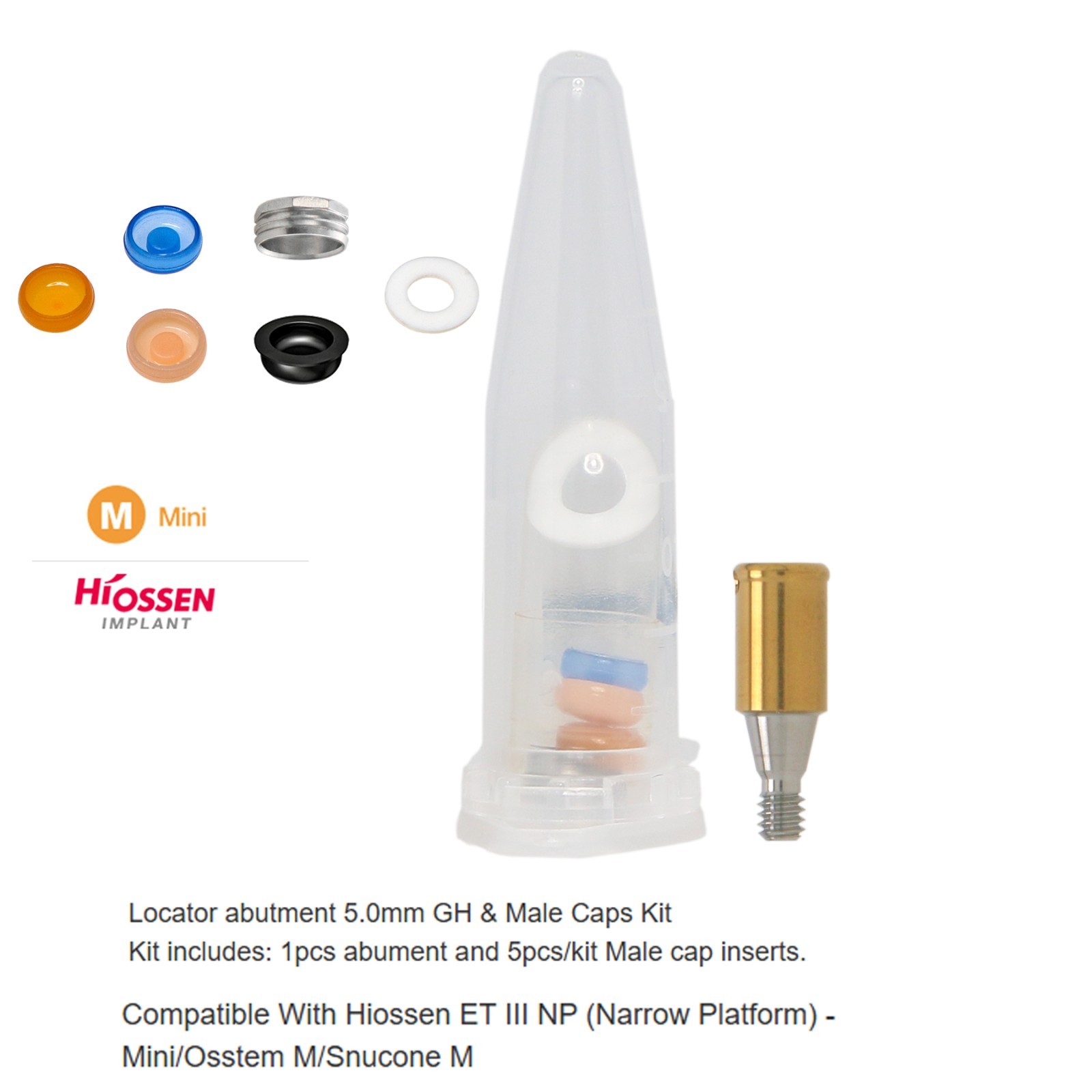 Locator Abutment fits 1-6.0mm HIOSSEN ET II/III SA Fixture Mini 3.5mm Platform