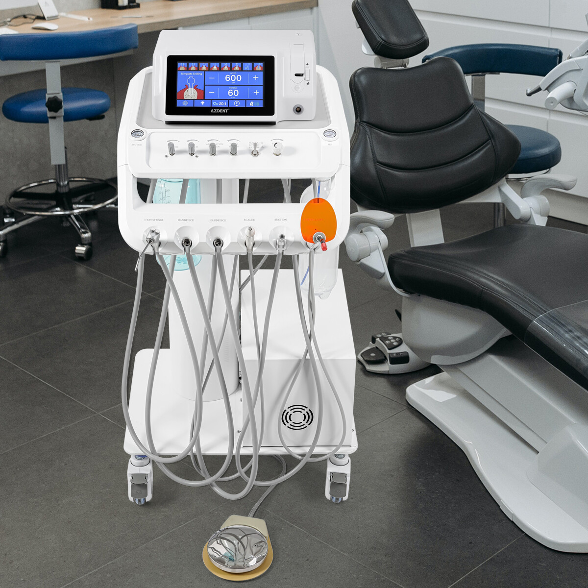 Dental Portable Delivery Unit System Suction Air Compressor Cart Motor 4 Hole