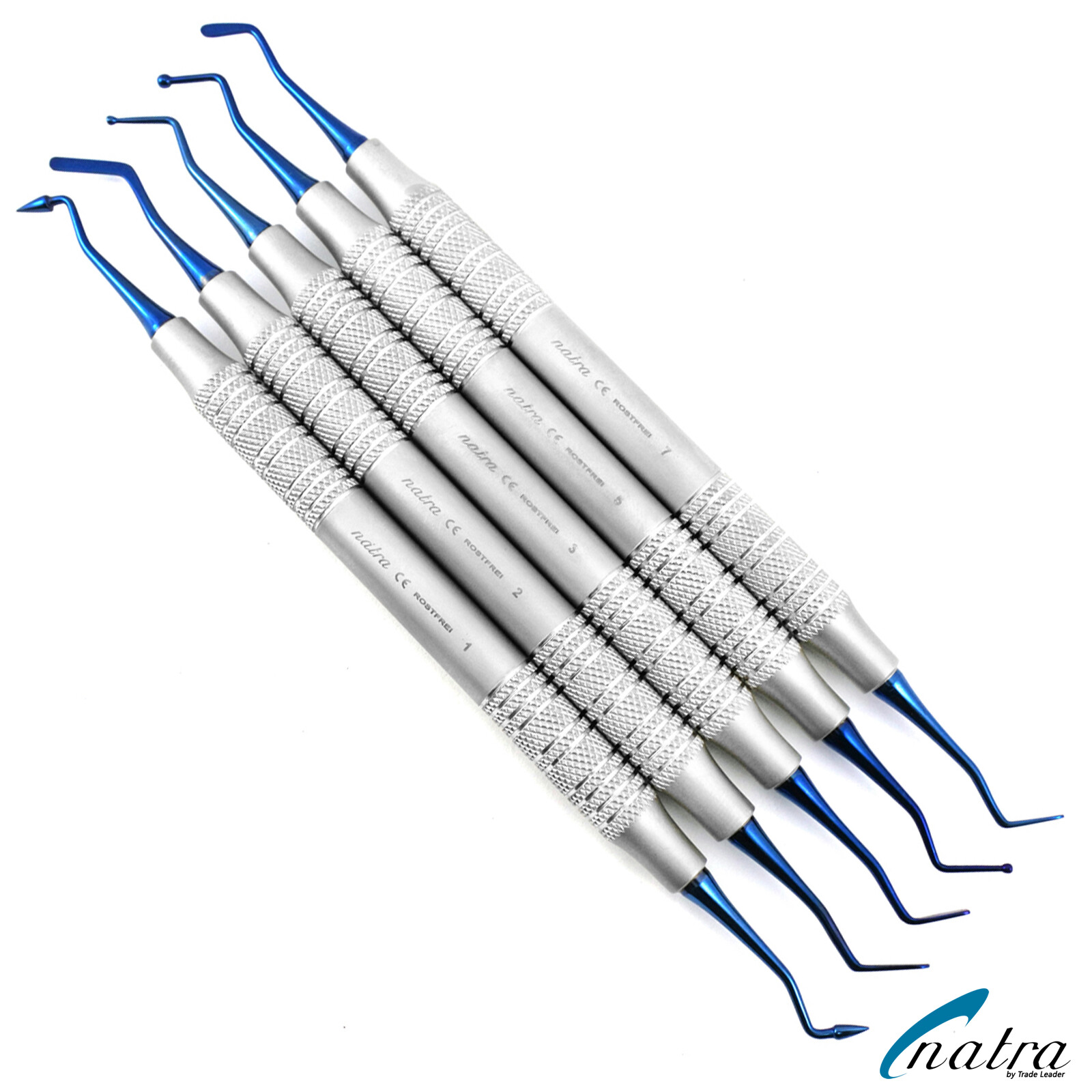 5 pcs Composite Dental Filling Instrument + Tray Probe spatula heidman plugger