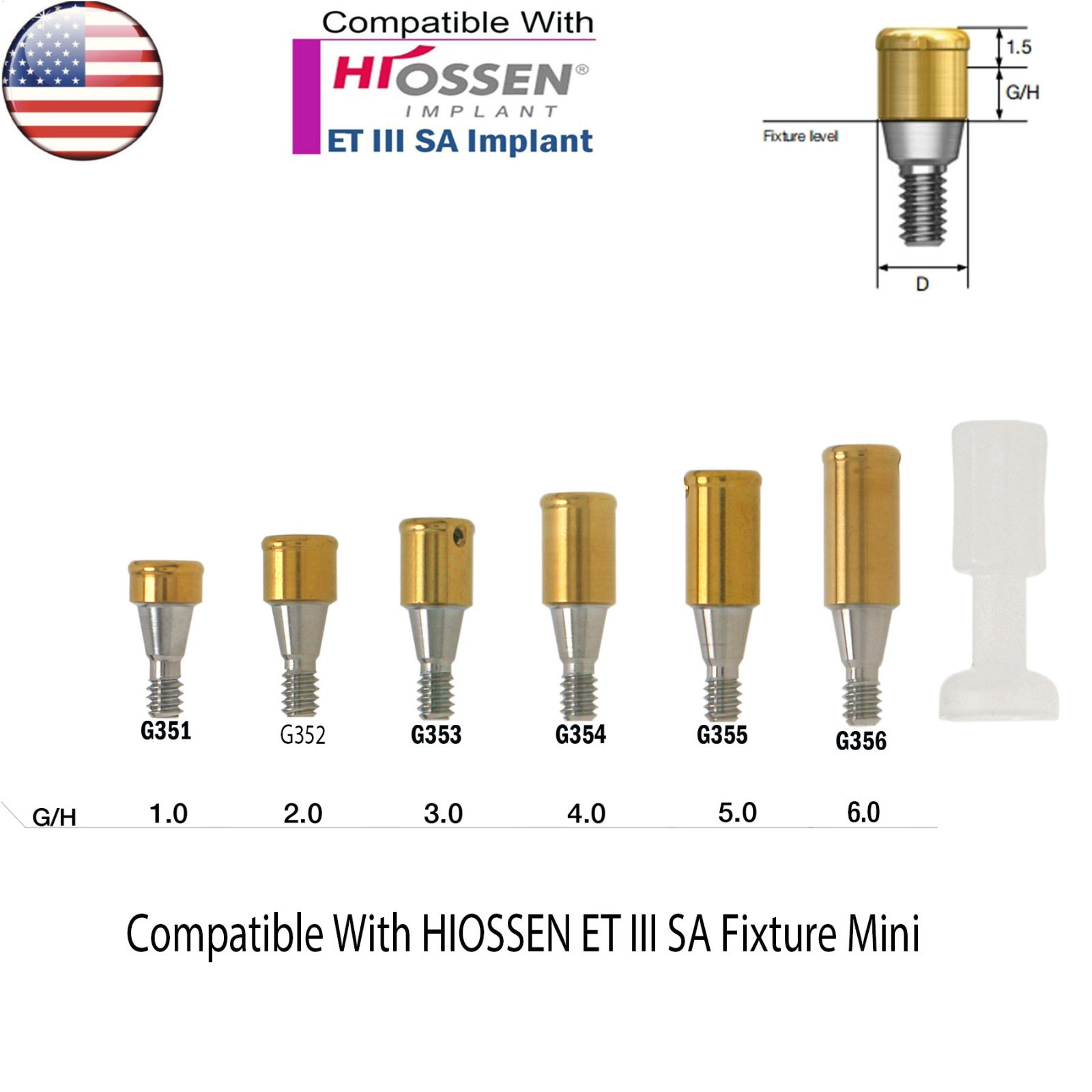 US Dental Locator Abutment For Hiossen Osstem/Nobel Active Biocare CC/Zimmer/MIS