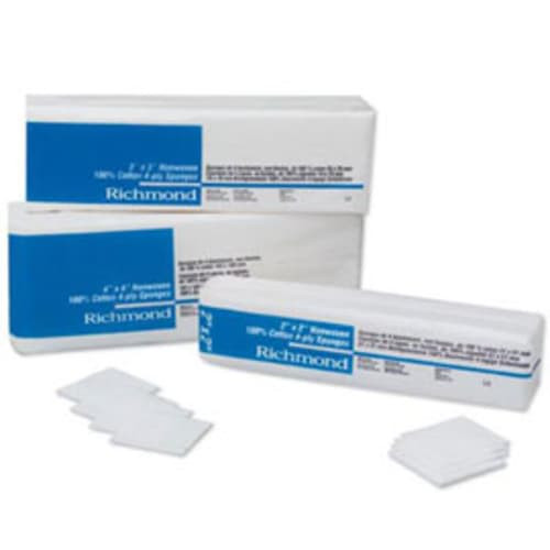 Richmond 4″ x 4″ Non-Woven Cotton Sponges 2000/Cs. 4-ply Non-Sterile, 100%
