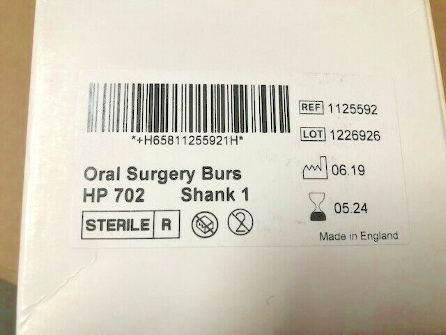 Dental Oral Surgery Burs HP 702 shank 1 Made in England
