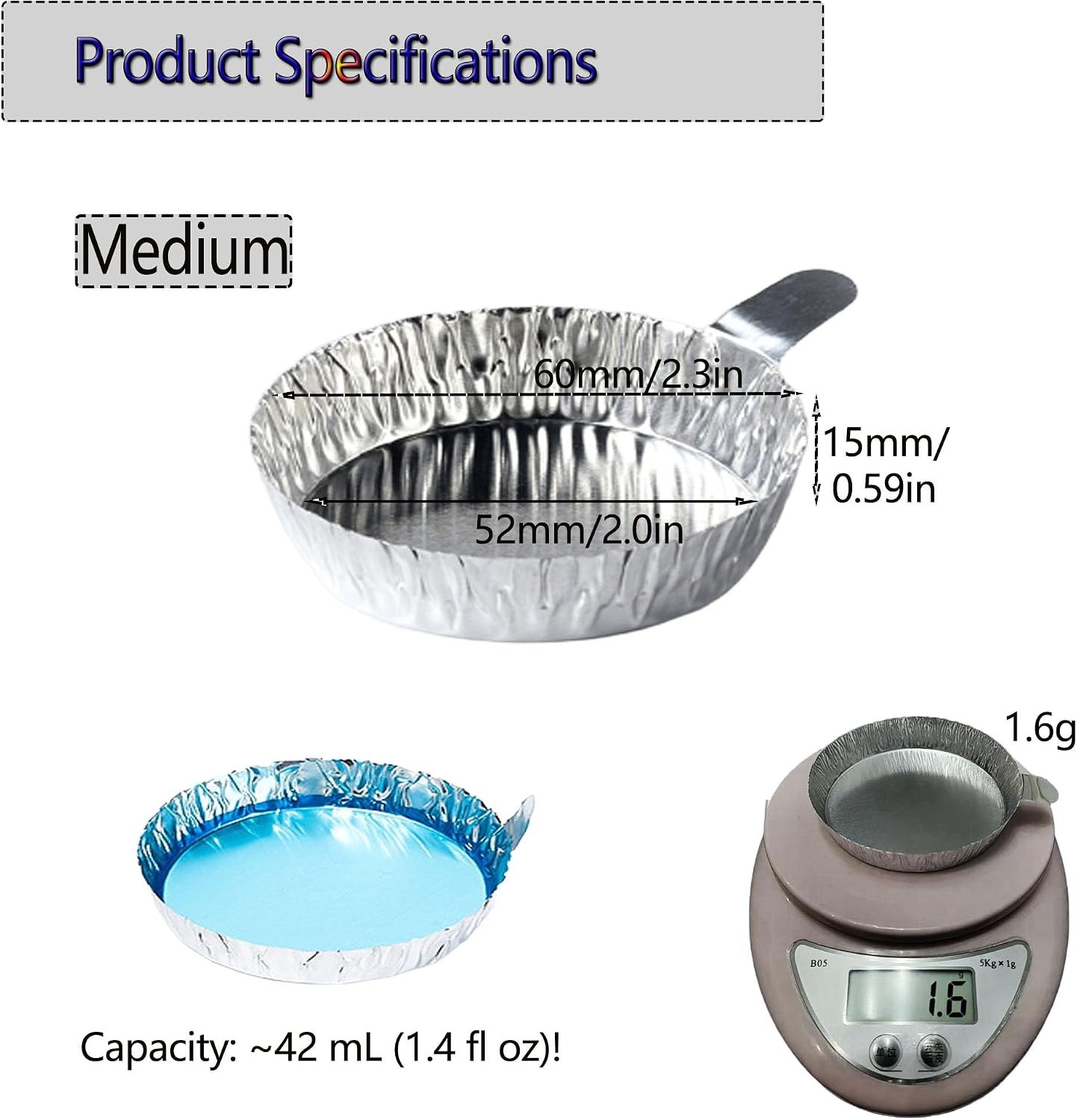 High-Quality Disposable Aluminum Weigh Dishes for Lab & Kitchen Tasks, 50-Count