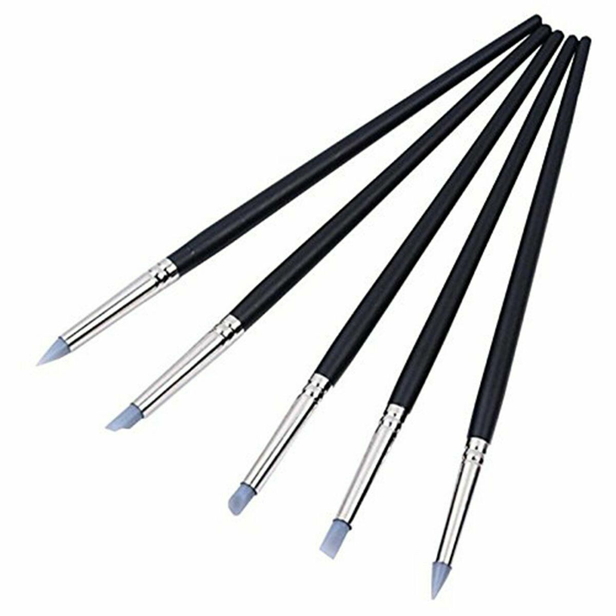 5 Pcs/Set Dental Composite Silicone Brush Pen Resin Veneer Cement Porcelain Pen