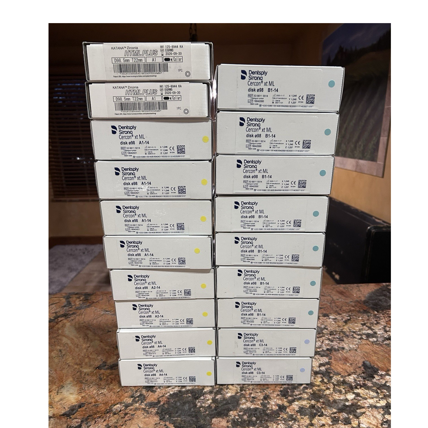 Dental Zirconia Disc LOT – Katana HTML Plus + Cercon xt ML – 98mm 22mm – NEW