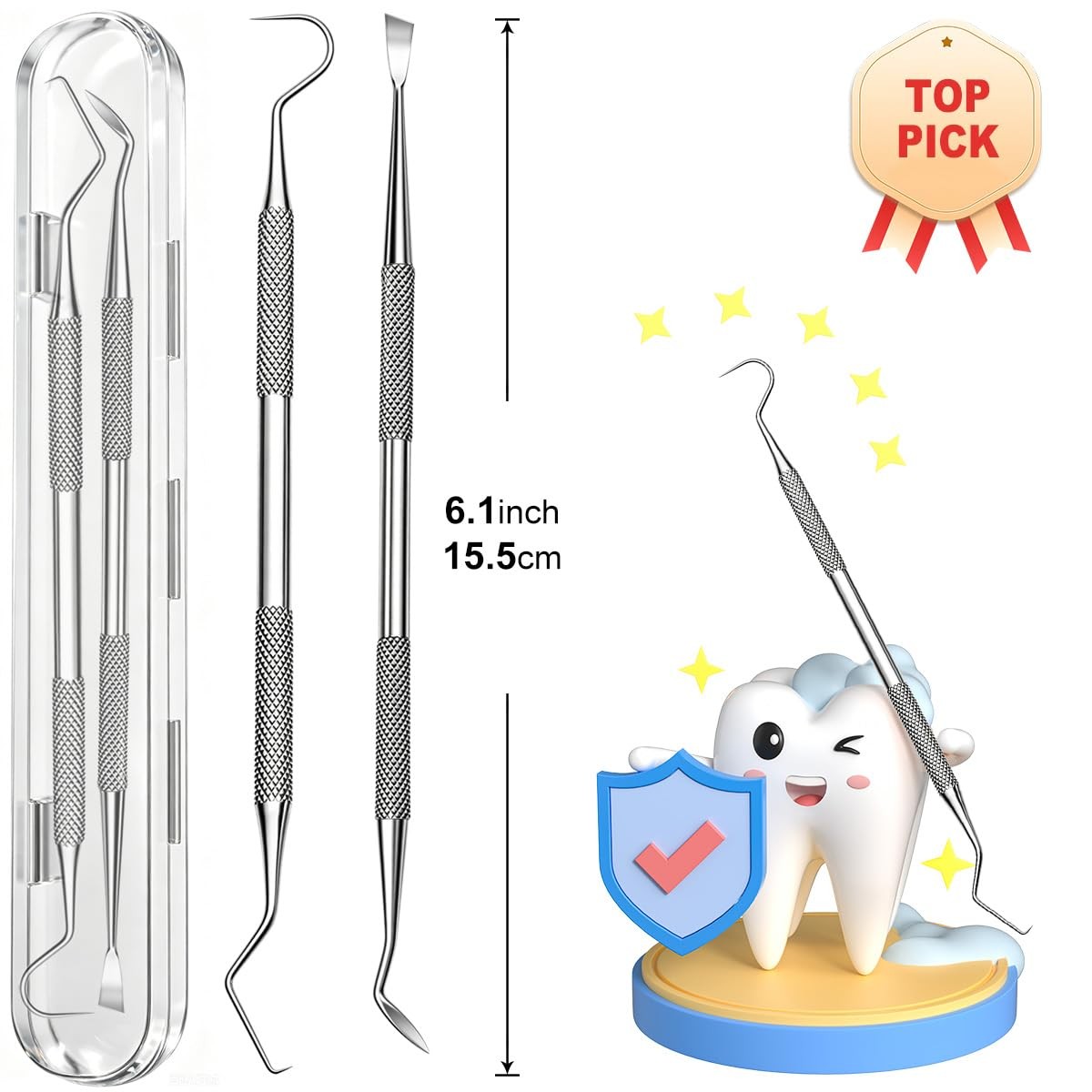 G.CATACC 2 Pack Dental Tools for Teeth Cleaning, Metal 2 Count (Pack of 1)