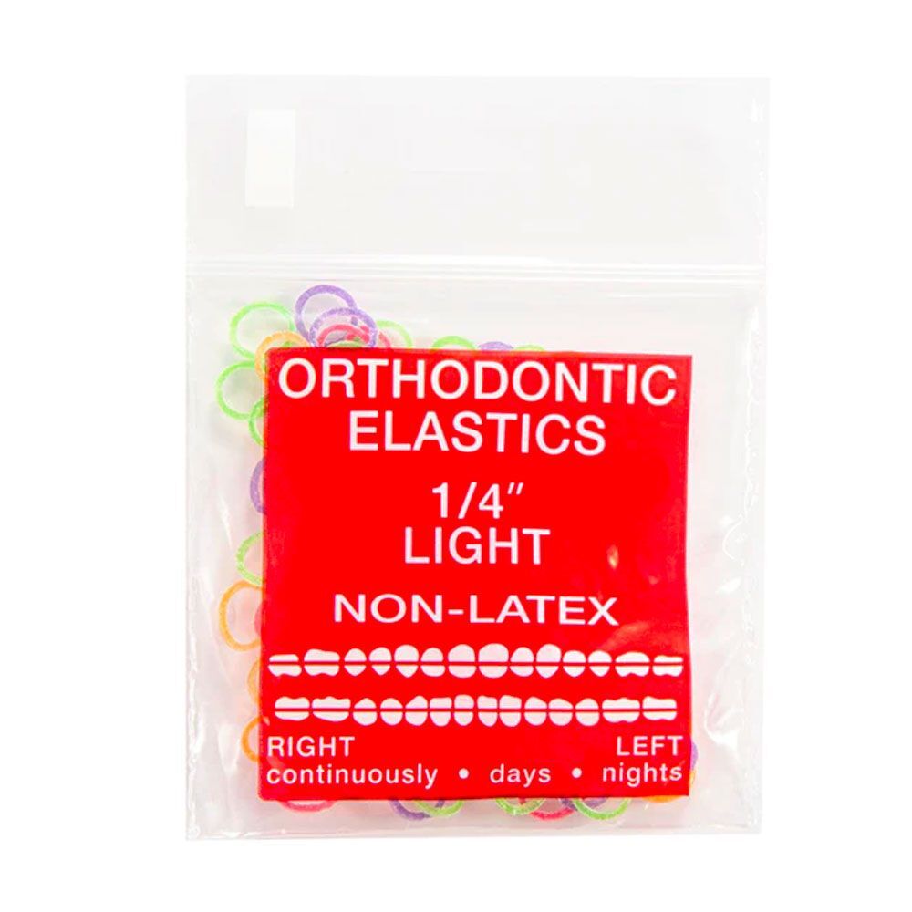 JMU Dental Orthodontic Intra Oral Elastic, Light 1/4″, Assorted Neon, 100/Bag