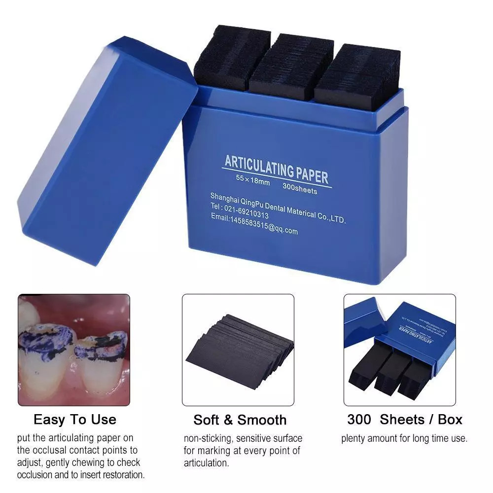 300 Hoja/ caja Dental Dentista Papel Articulado Tiras Azules Herramienta Dientes
