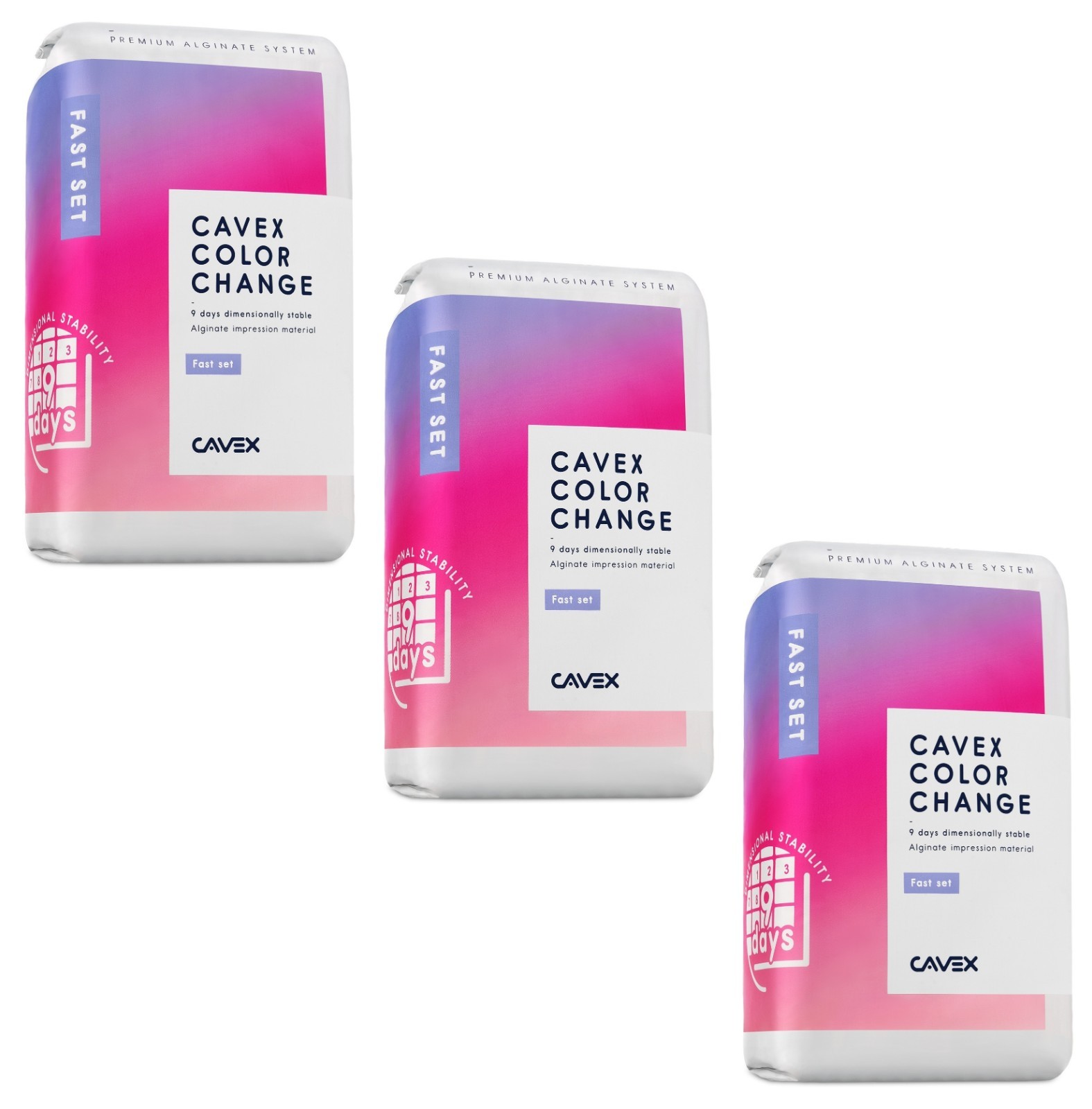 Cavex ColorChange Alginate Material, Fast Set 500g Dust‑Free (Pack of 3)