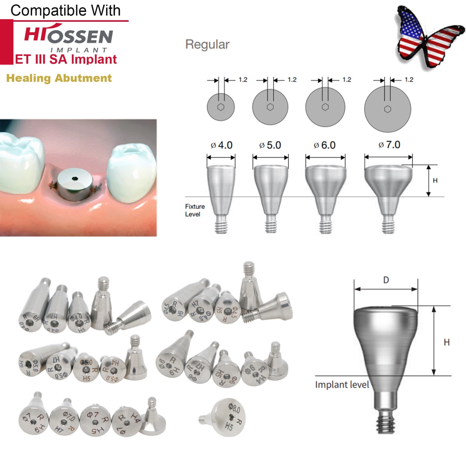 Fit Hiossen Locator/Healing Cap/Transfer lmpression Coping Open/Closed Abutment