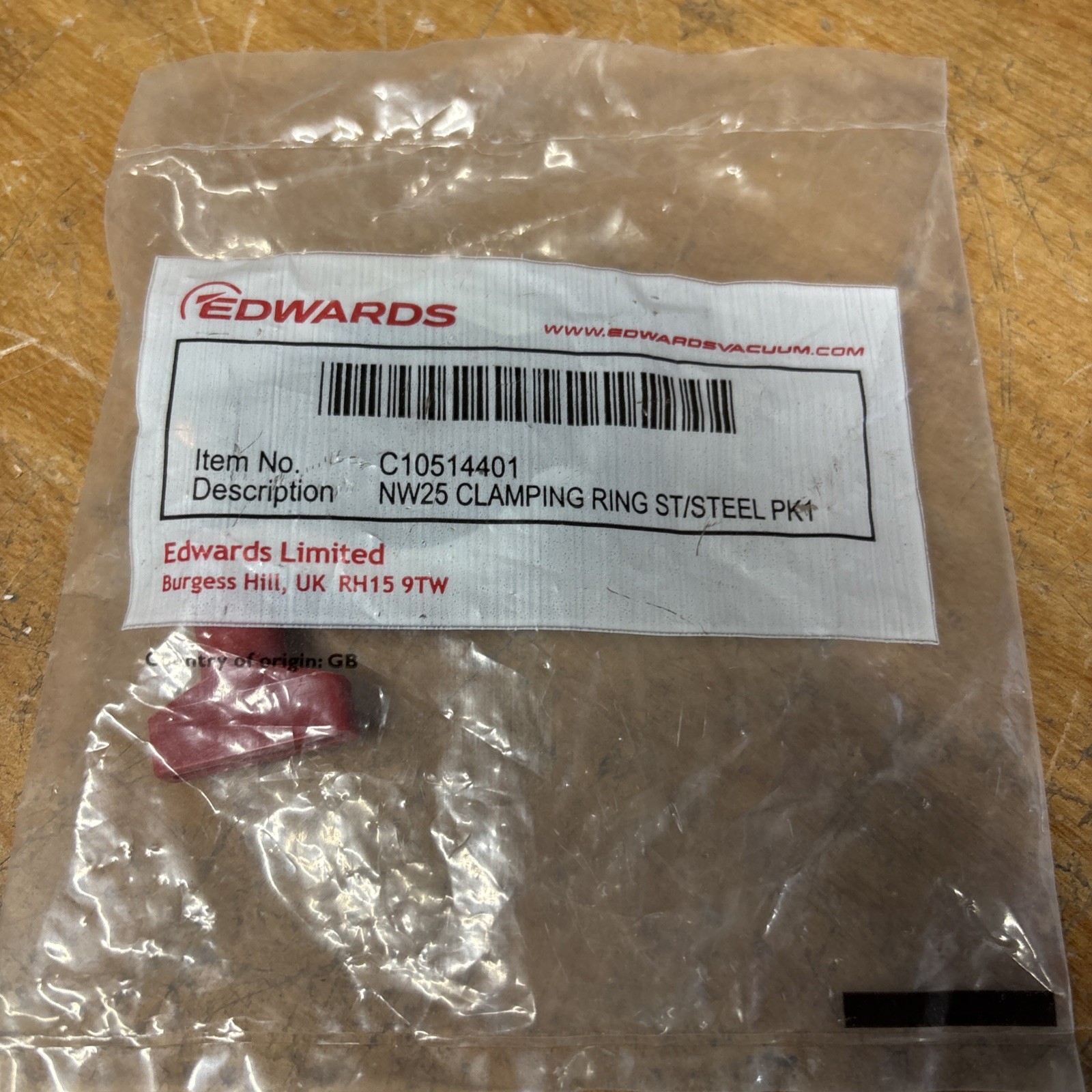 EDWARDS NW25 KF25 Stainless Clamping Ring Red Wing Nut for RV3 Pump C10514401
