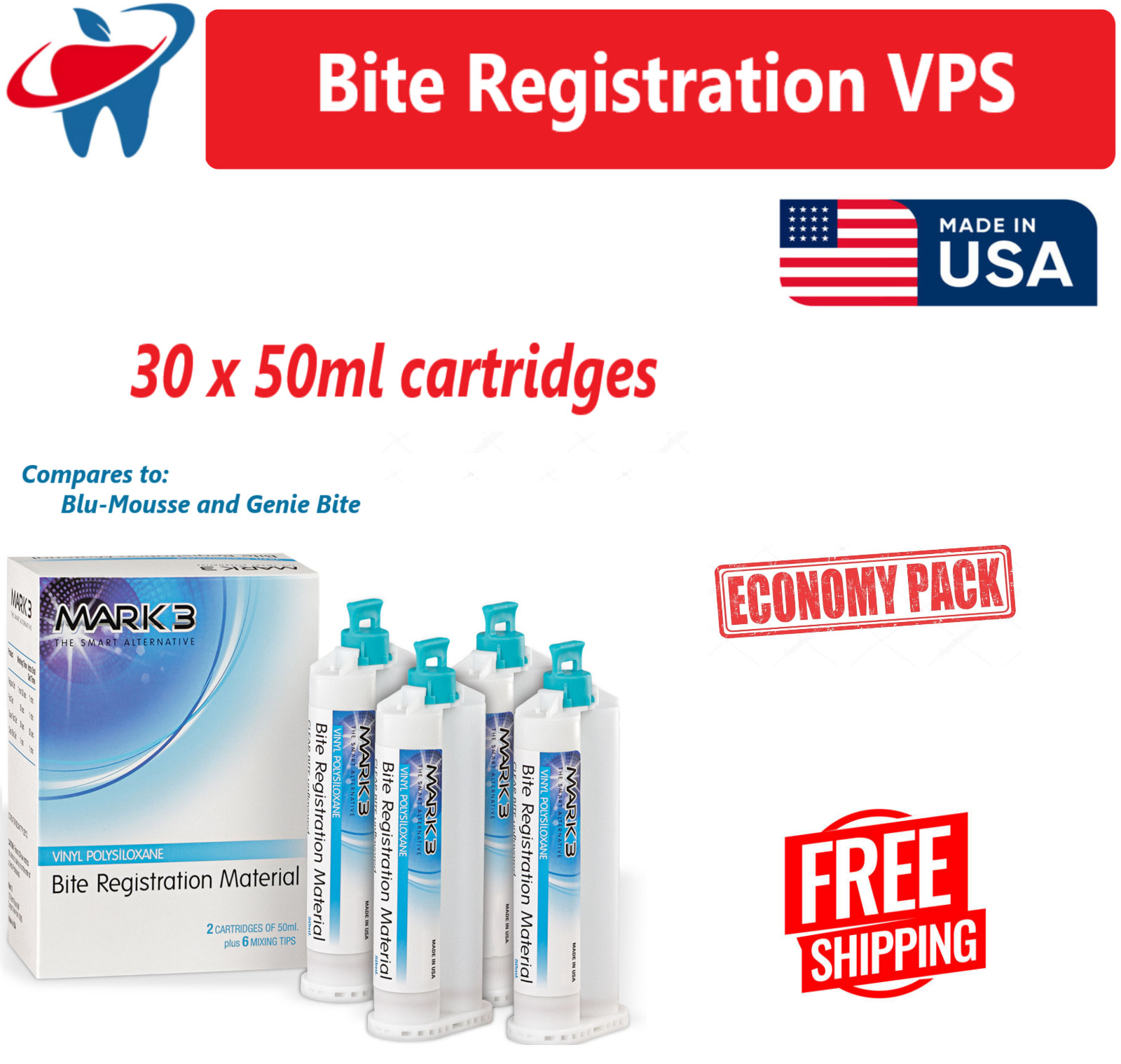 BULK Bite Registration Impression Material Fast Set / Regular, 30 x Cartridges