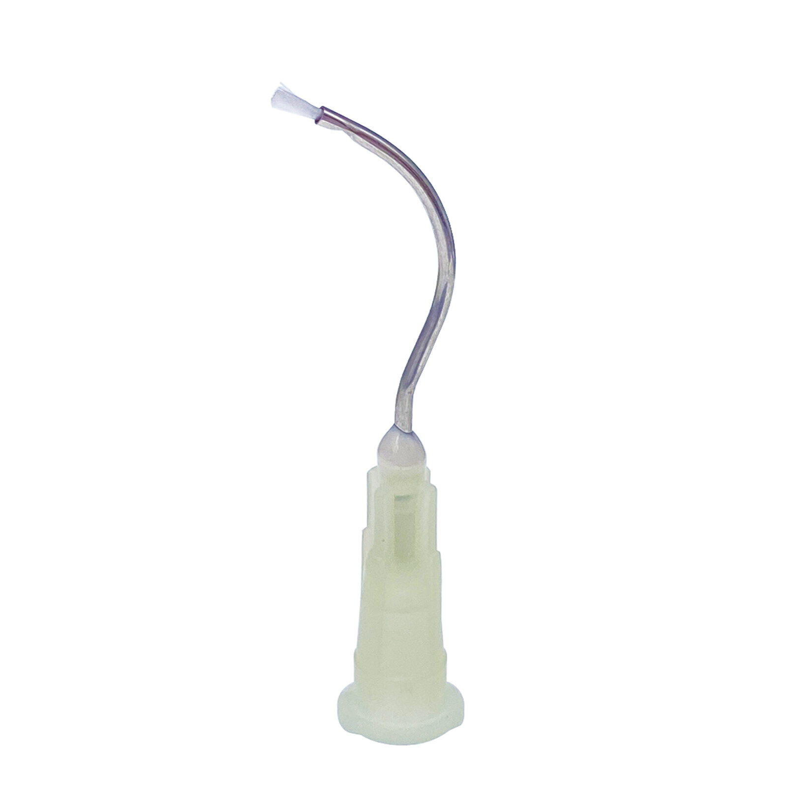 100Pcs Dental Disposable metal infusor yellow tip Pre-Bent w/ brush padded 19G