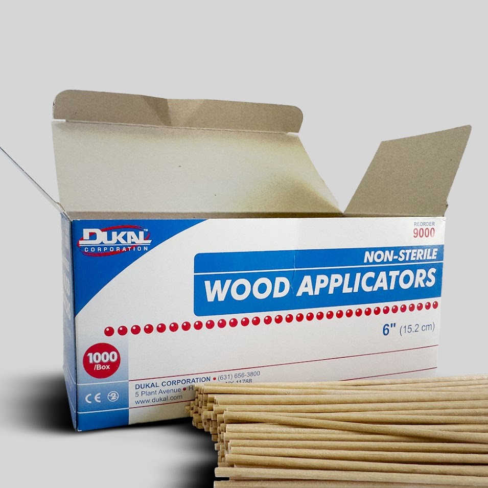 Dukal Wood Applicators, 6″ Non-Sterile, 1,000/Box, MPN 30121
