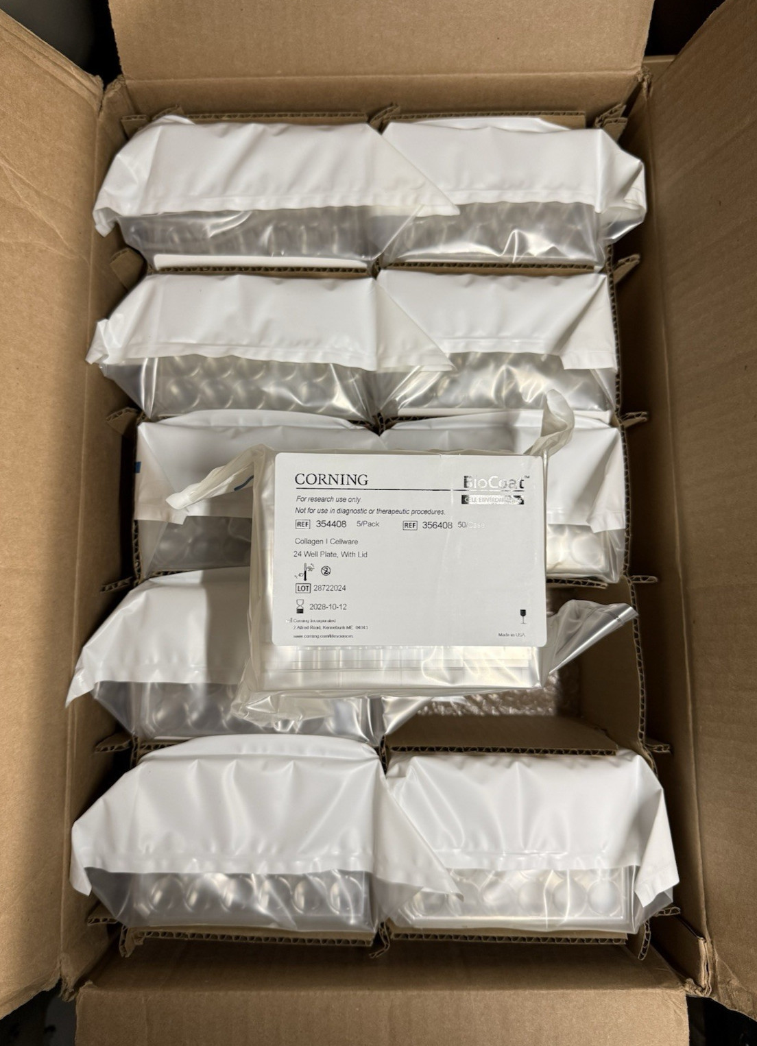 Corning BioCoat 356408 24 Well Plate w/Lid, 5 Per Pack/10 Packs, Exp. 2028-10-12