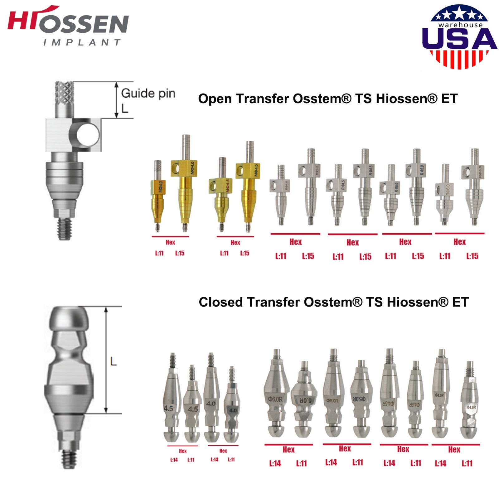 US Fit Hiossen ET / Osstem TS Dental Titanium Abutments & Restorative Components