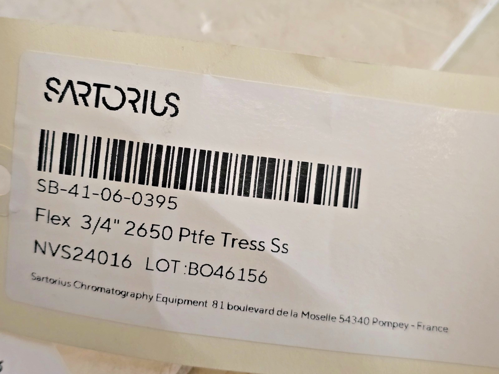 SARTORIUS SB-41-06-0395 FLEX 3/4 2650 PTFE TRESS SS, 9 FT. – NEW