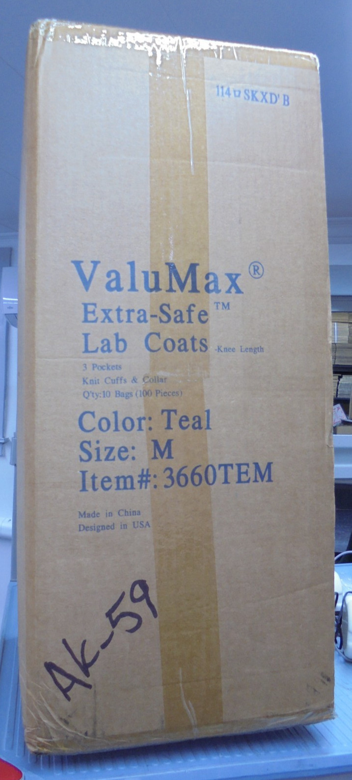 VALUMAX 3660TEM Teal MEDIUM KNEE LENGTH EXTRA SAFE LAB COATS BOX OF 100