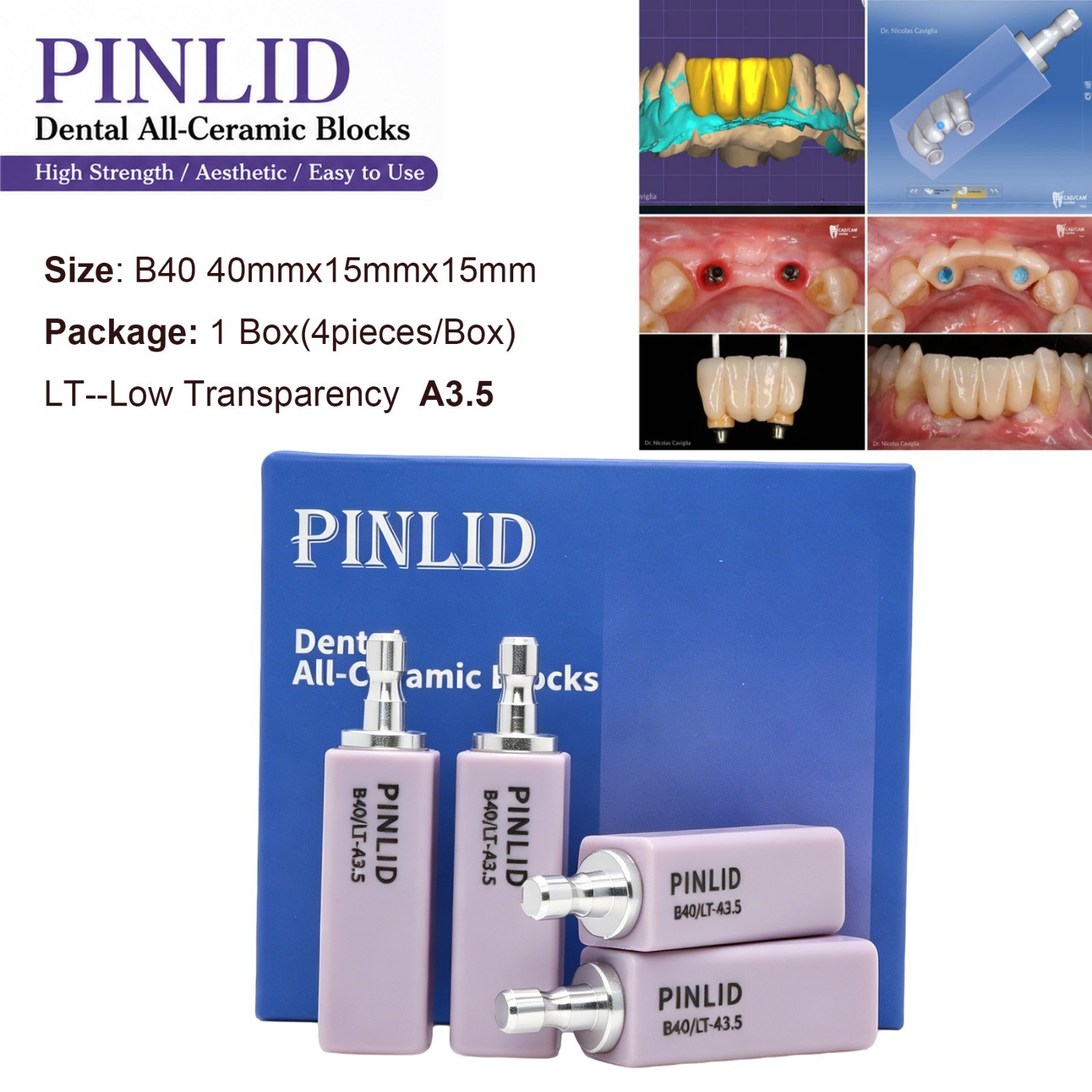 LT Dental Emax Glass Ceramic CAD CAM Blocks Lithium Disilicate CEREC 4pc/box