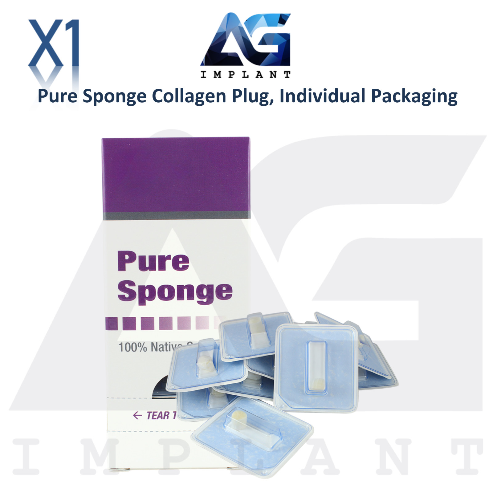 Dental Pure Collagen Sponges 10 Individually Packed Plugs Sterile Void Filling