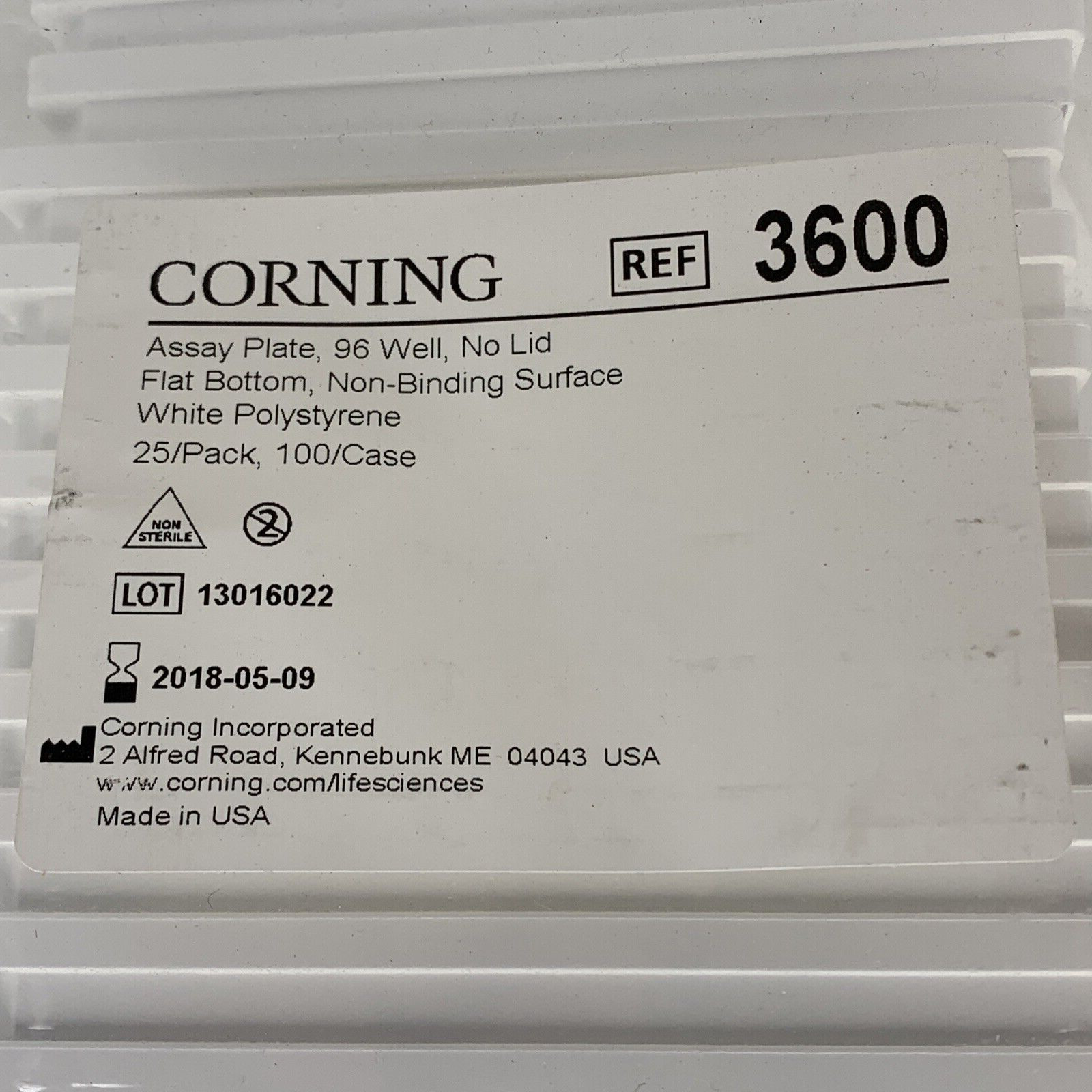 Lot of (22) Corning 3600 Polystyrene Assay Flat Bottom Plate 96-Well, EXPIRED