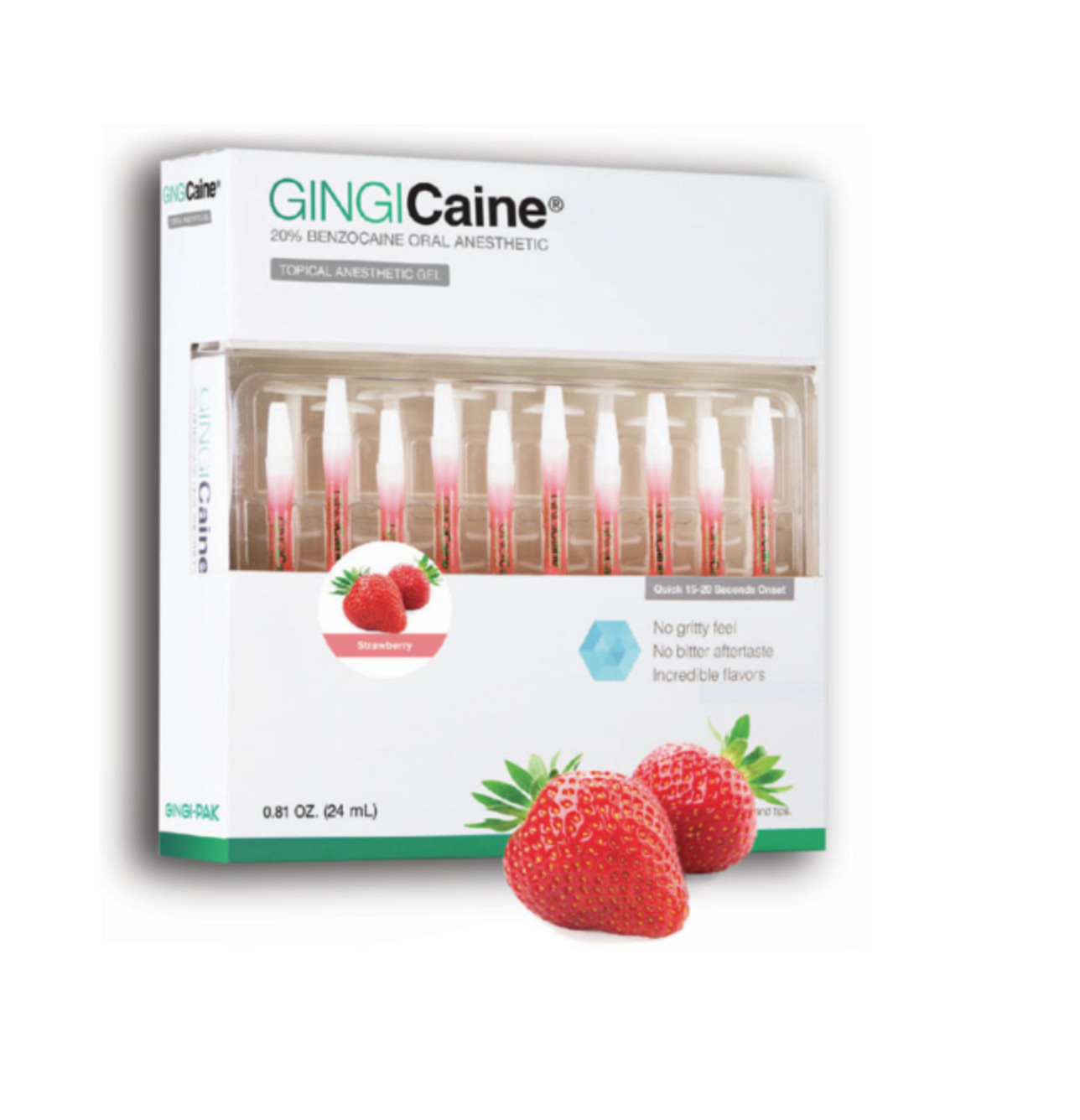Gingicaine Topical Anesthetic Gel in Syringe 1.2 ml prefilled syringes with Tips