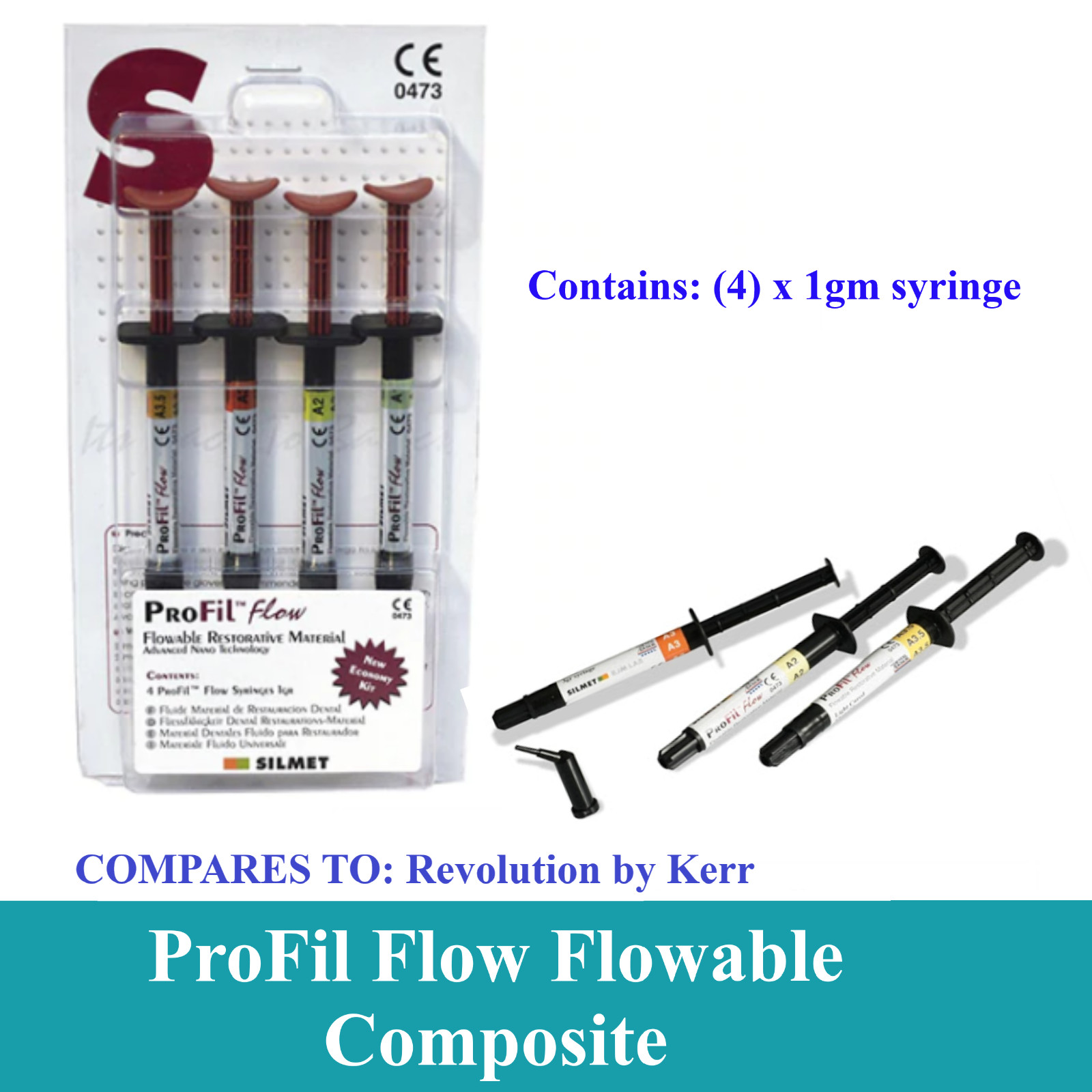Dental Silmet ProFil Flow Flowable Composite Pit & Fissure Sealant, 4 Syr Pack