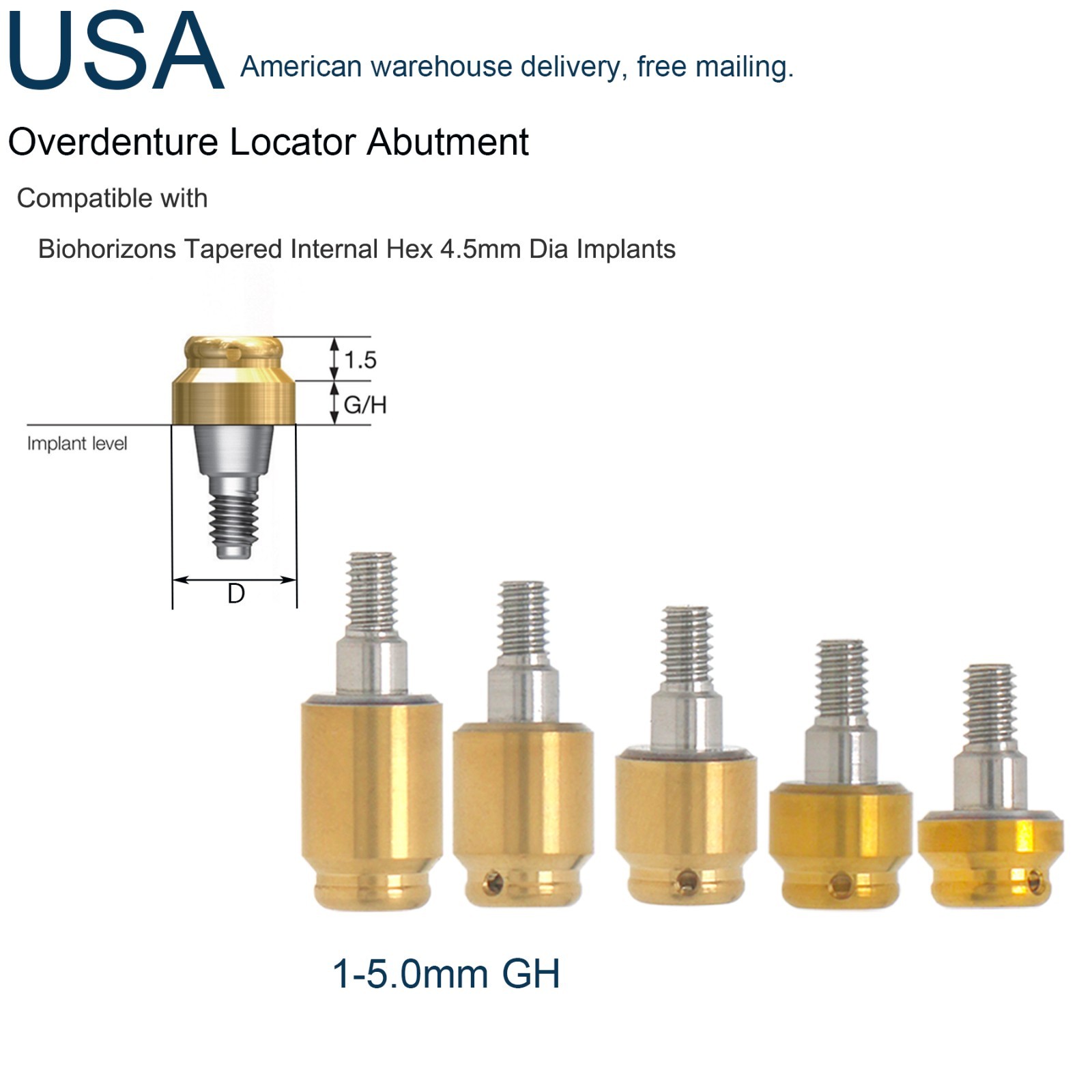 US Locator Abutment Narrow/Regular fits Biohorizons Tapered Conical Internal Hex