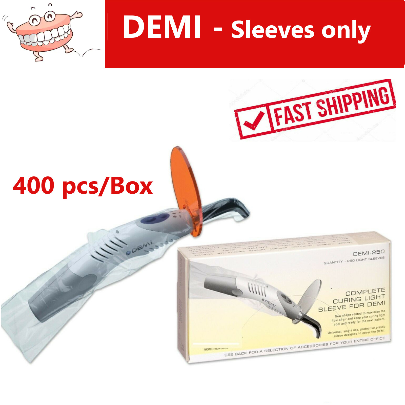 Dental Curing Light Cover Sleeves for ( Demi ) 400 pcs #PS-DEMI – Sleeves only