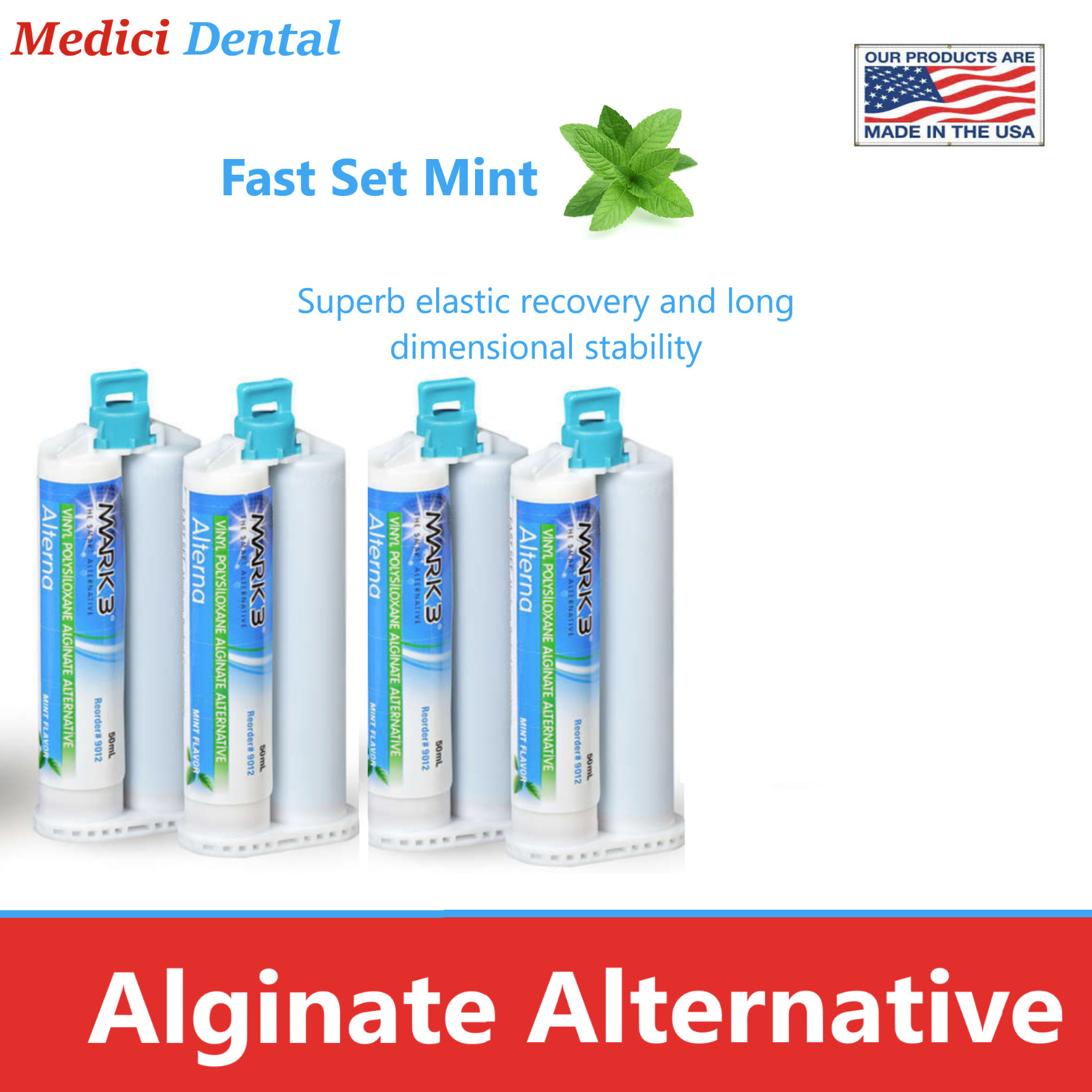 Dental Alginate Substitute Alternative 8 x 50mL or 4 Cartridges, Fast Set, Mark3